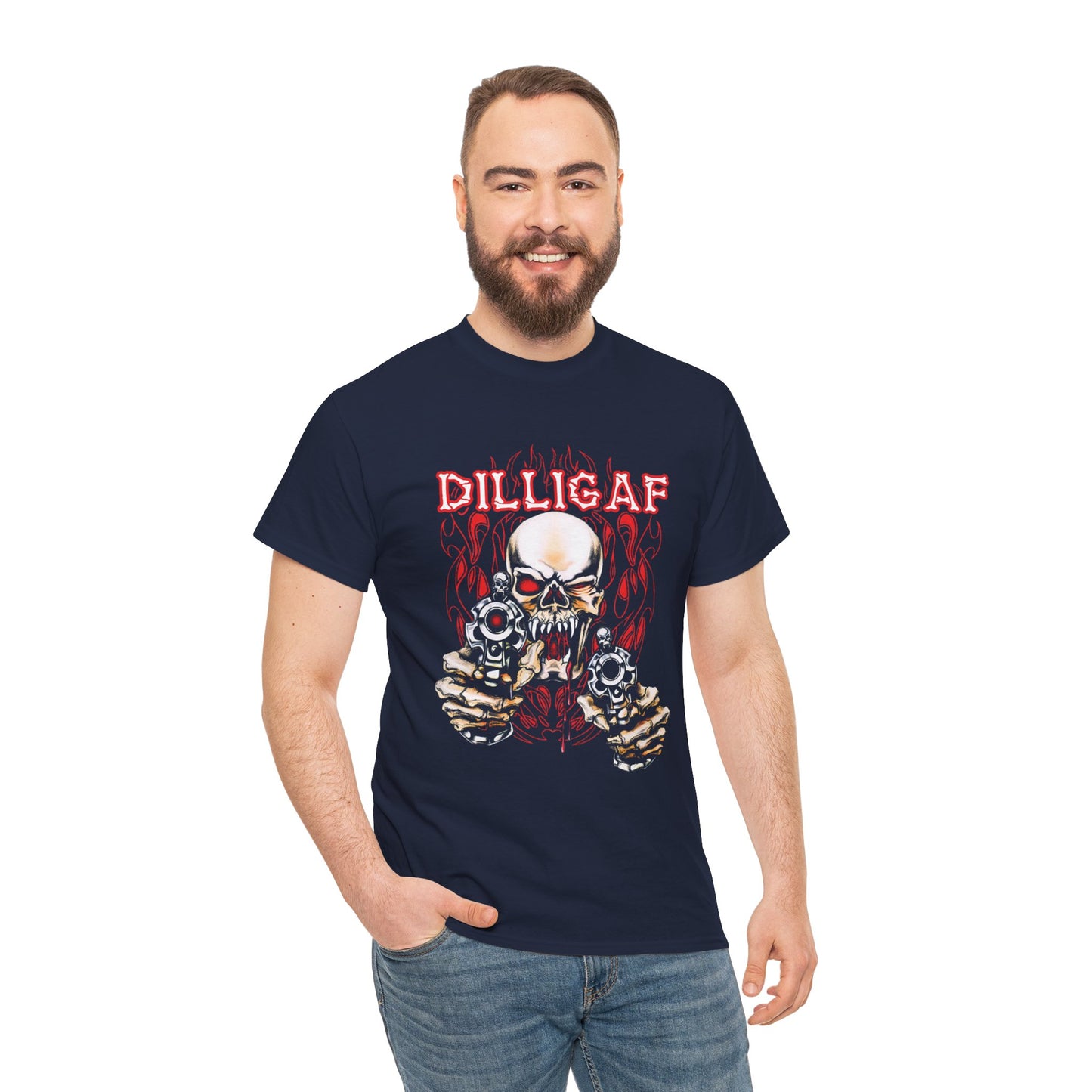 Edgy and Bold: DILLIGAF T-Shirt - Gildan® 5000 Heavy Cotton™, Built for Bikers