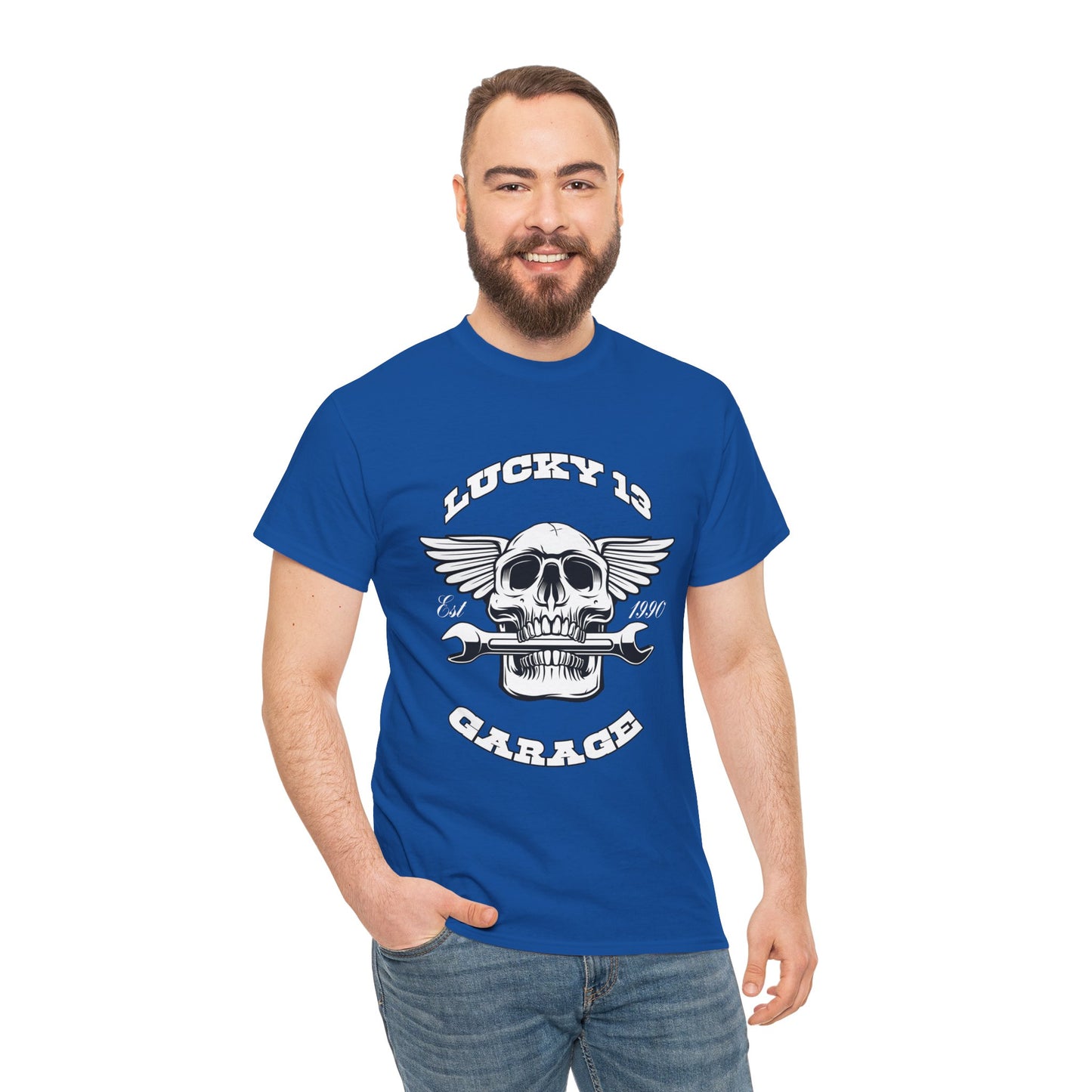 Lucky 13 Motorcycle Tee - Gildan® 5000 Heavy Cotton™, Iconic Design, Midweight Fabric for Everyday Wear