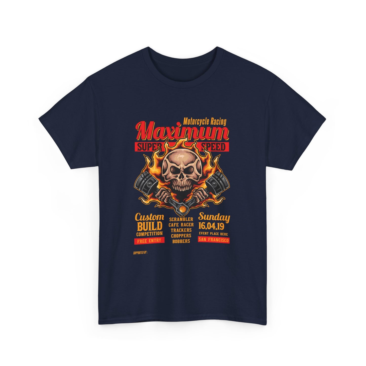 Fire Piston Motorcycle Tee - Gildan® 5000 Heavy Cotton™, Durable & Comfortable Fit