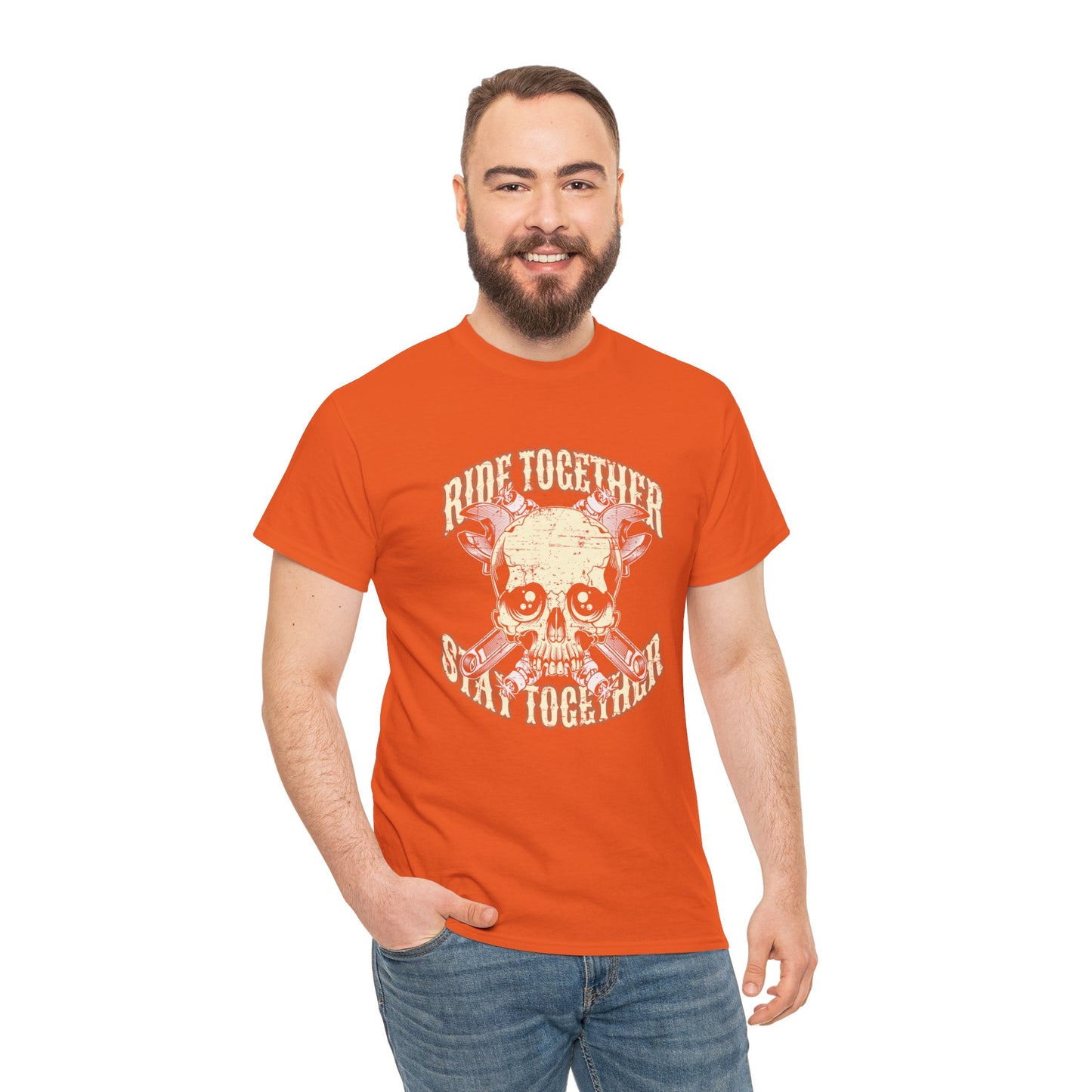 Ride Together, Stay Together T-Shirt | Gildan® 5000 Heavy Cotton™, Stylish and Classic Fit for True Bikers