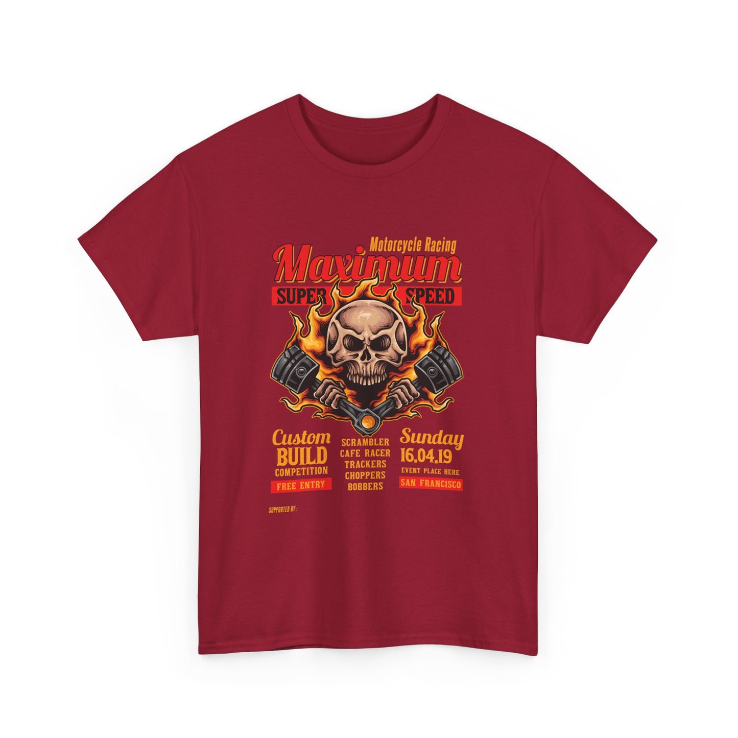 Fire Piston Motorcycle Tee - Gildan® 5000 Heavy Cotton™, Durable & Comfortable Fit