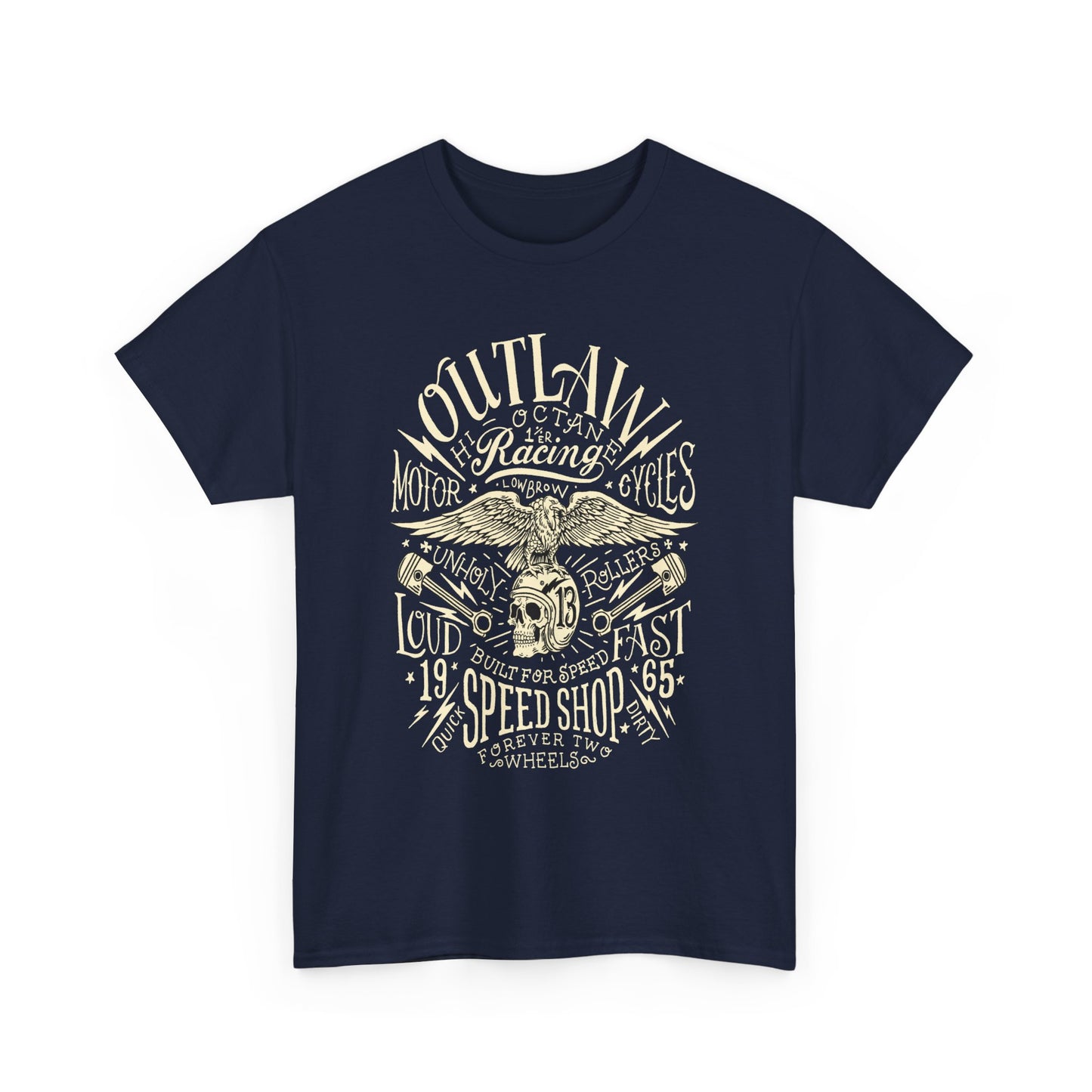 Outlaw Speedshop Biker Tee | Gildan® 5000 Heavy Cotton™ - Bold Design, Durable & Comfortable for Riders