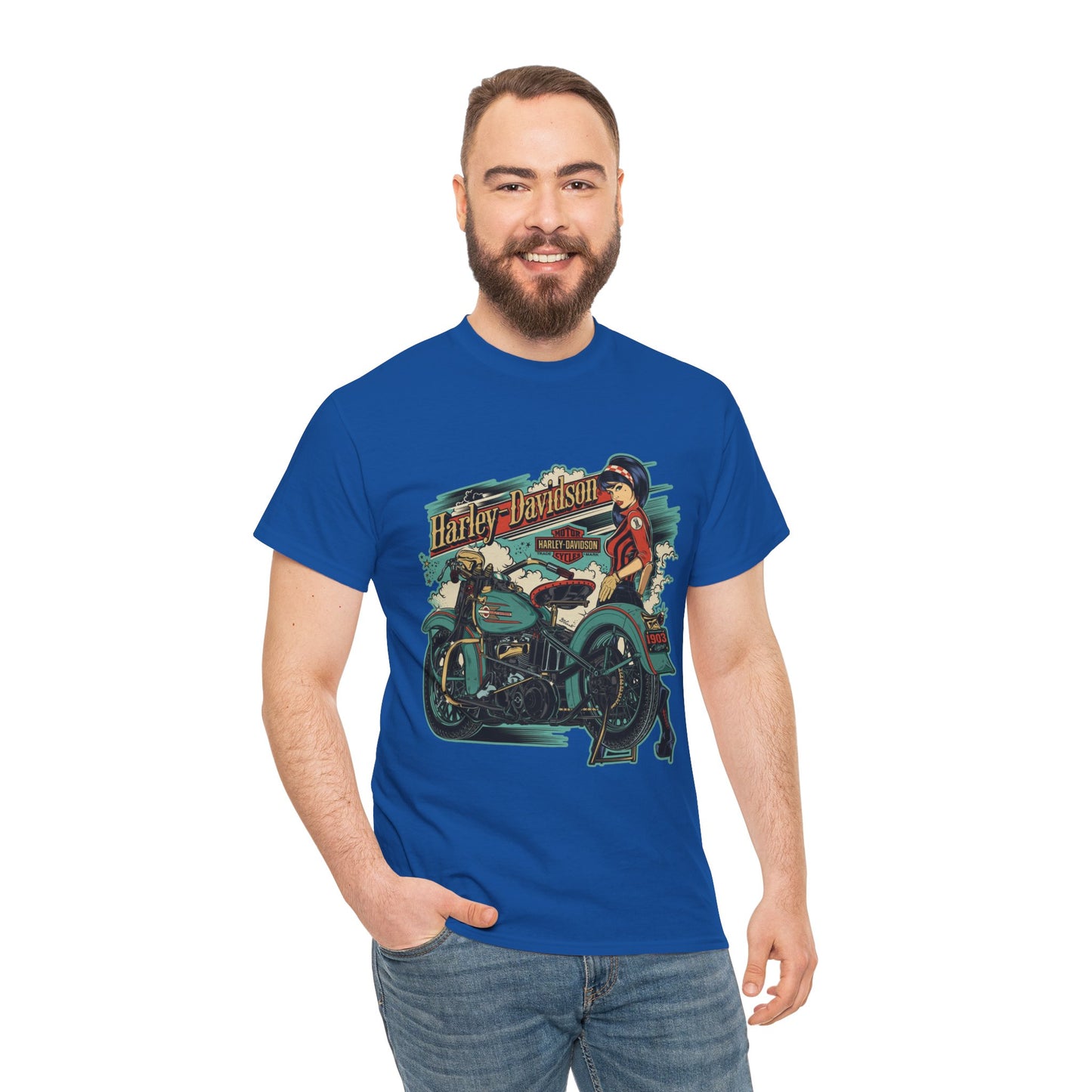 Harley-Davidson 1903 Retro T-Shirt - Gildan® 5000 Heavy Cotton™, Timeless Style, Built for Riders