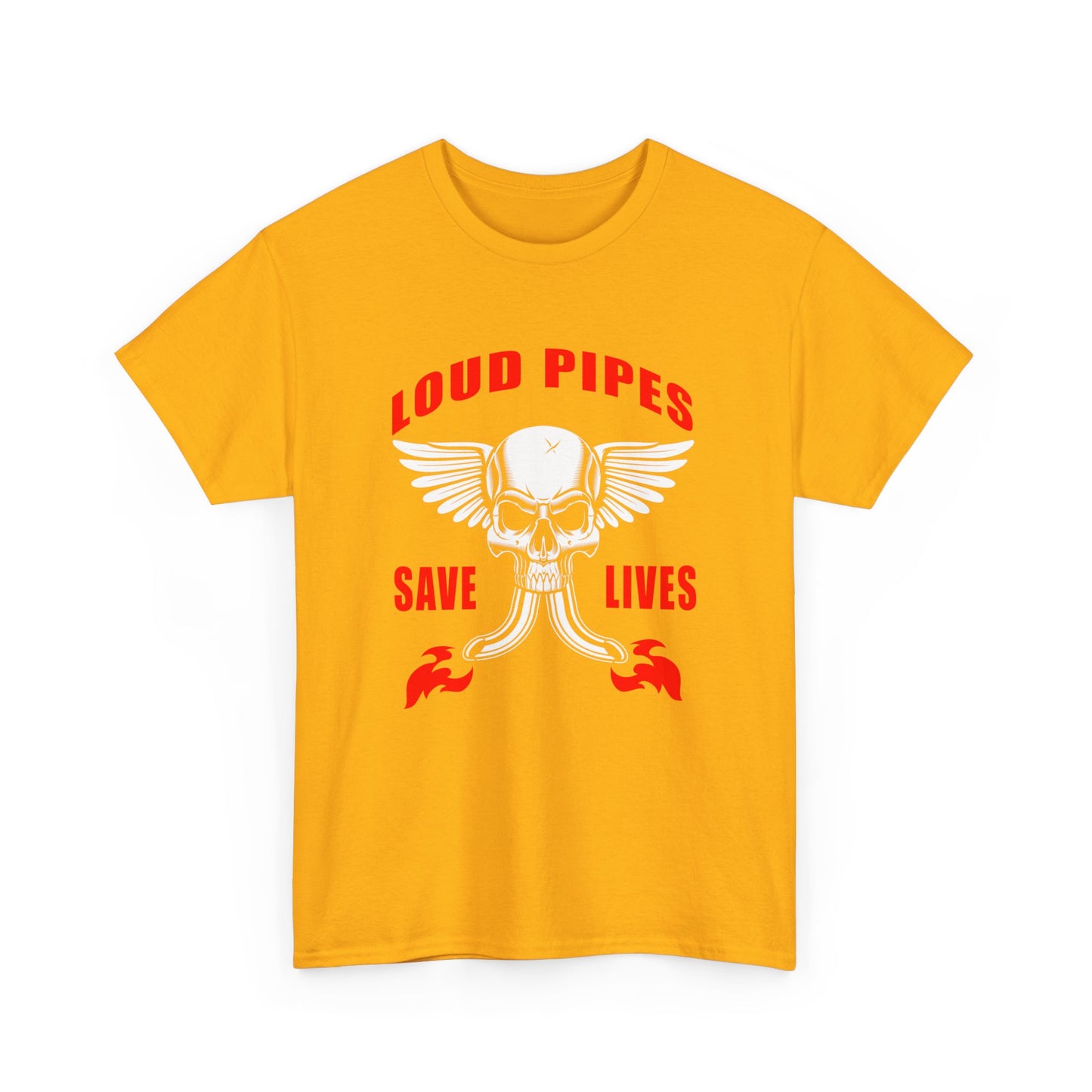 Loud Pipes Save Lives Graphic Tee - Gildan® 5000 Heavy Cotton™, Classic Fit for Passionate Riders