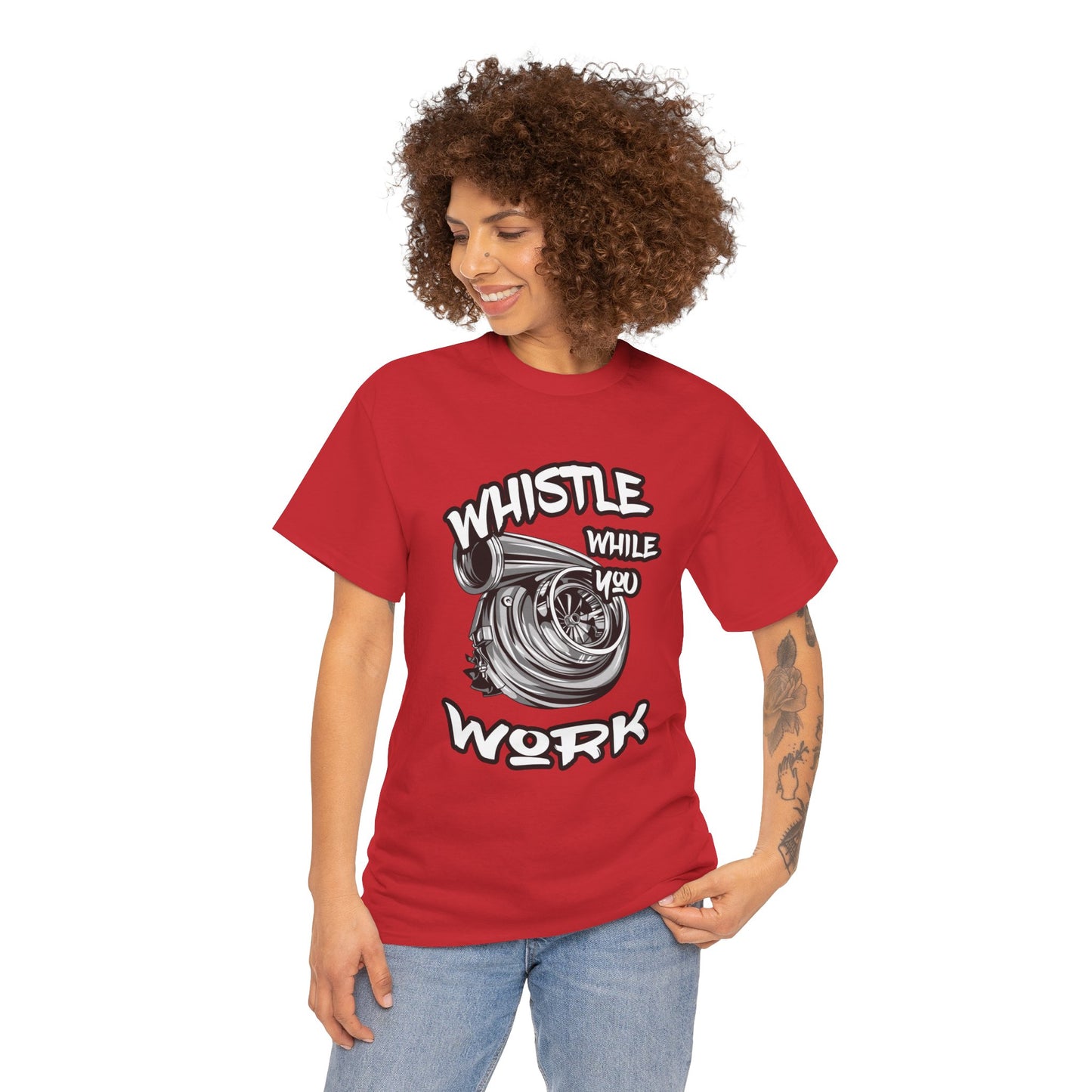 Whistle While You Work Trucker Tee - Gildan® 5000 Heavy Cotton™ Adult T-Shirt, Classic Fit & Durable Comfort