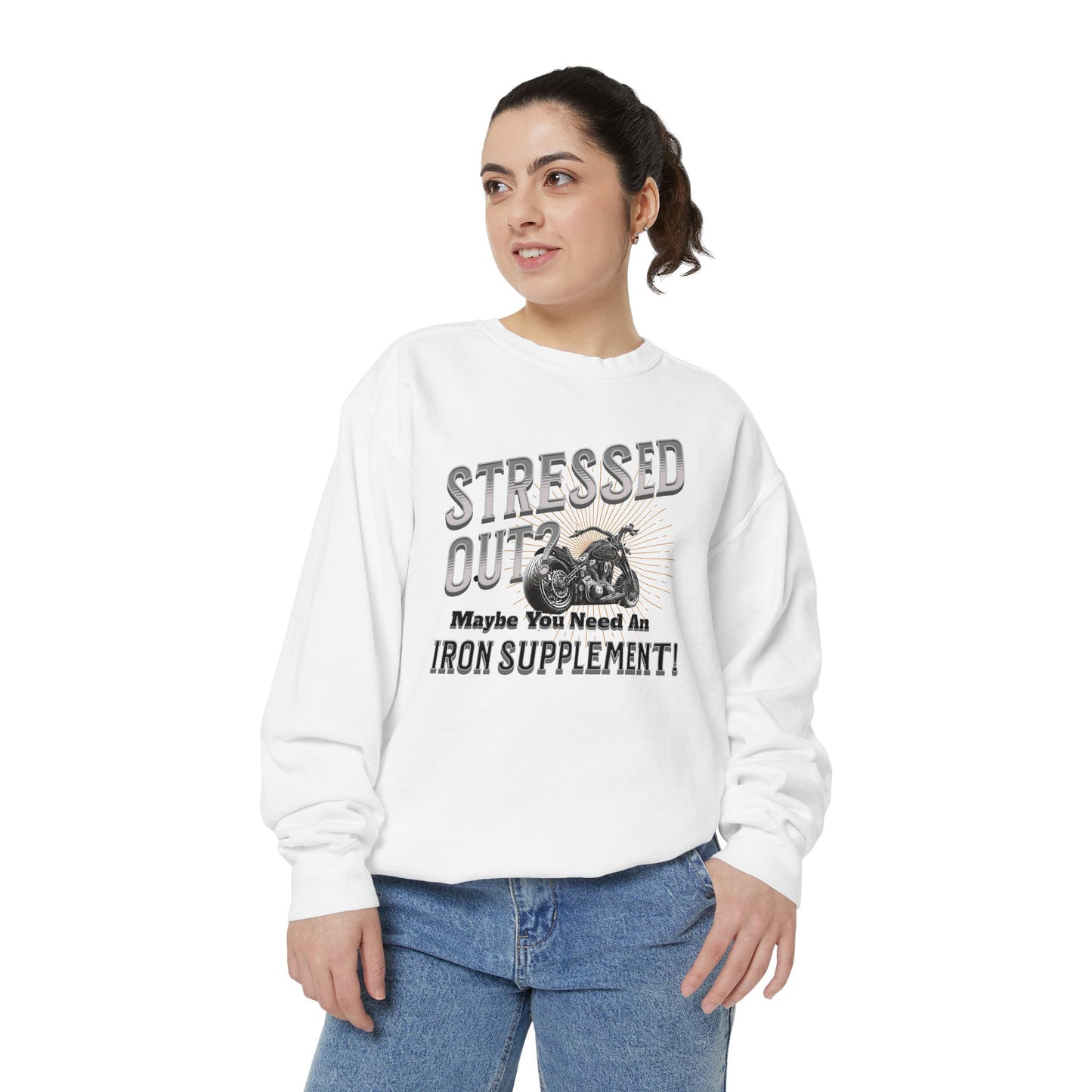 Funny Biker Slogan Sweatshirt - 'Stressed Out?' Perfect for Casual Rides