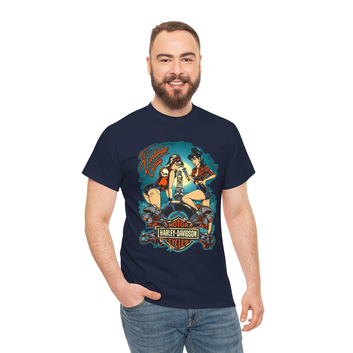 Harley Davidson T-Shirt | Gildan® 5000 Heavy Cotton™, Classic Fit, Timeless Biker Style
