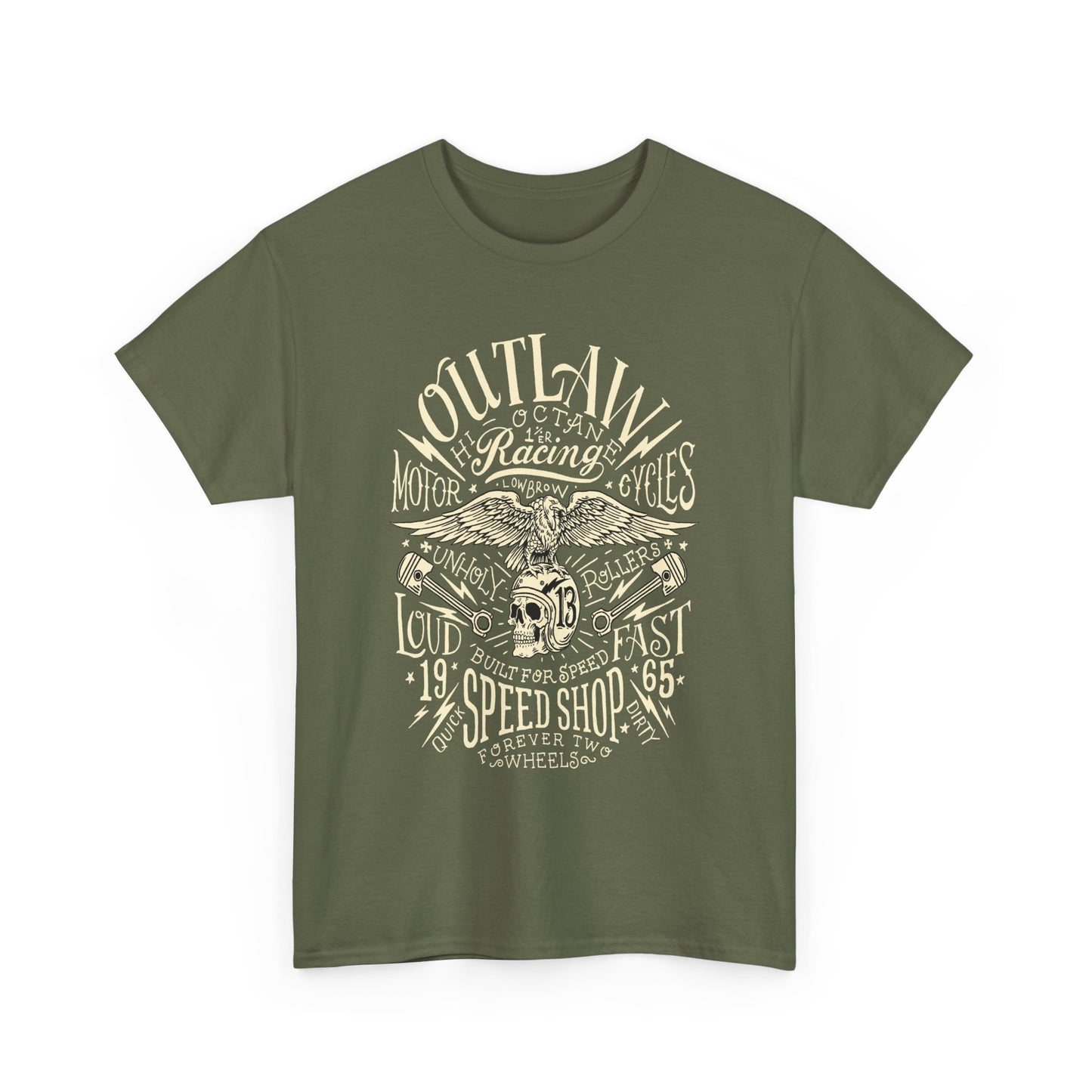 Outlaw Speedshop Biker Tee | Gildan® 5000 Heavy Cotton™ - Bold Design, Durable & Comfortable for Riders