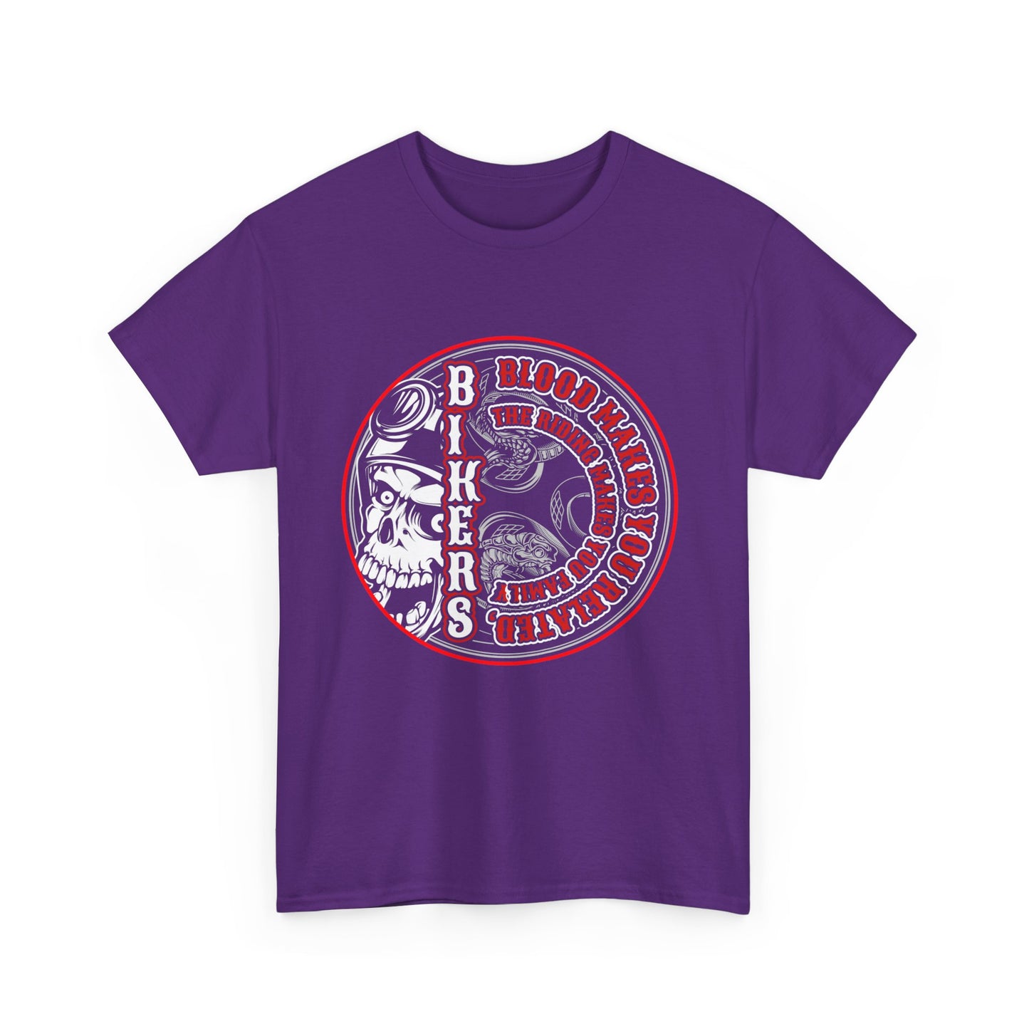 Blood Makes You Related, Riding Makes You Family Biker Graphic T-Shirt - Gildan® 5000 Heavy Cotton™, Stylish & Timeles