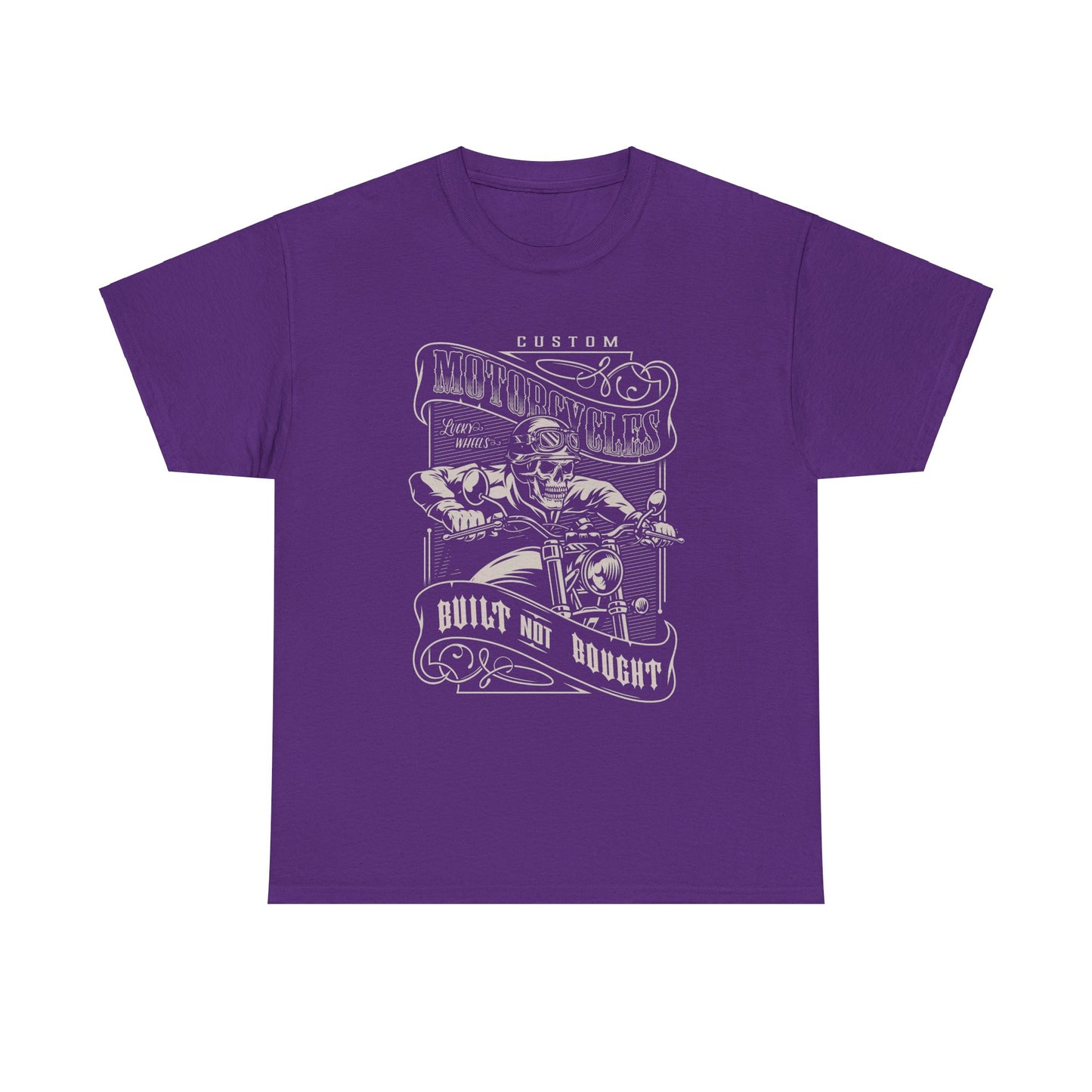 Built Not Bought: Stylish Biker Tee in Heavy Cotton - Classic Fit with a Rib Collar for Added Comfort