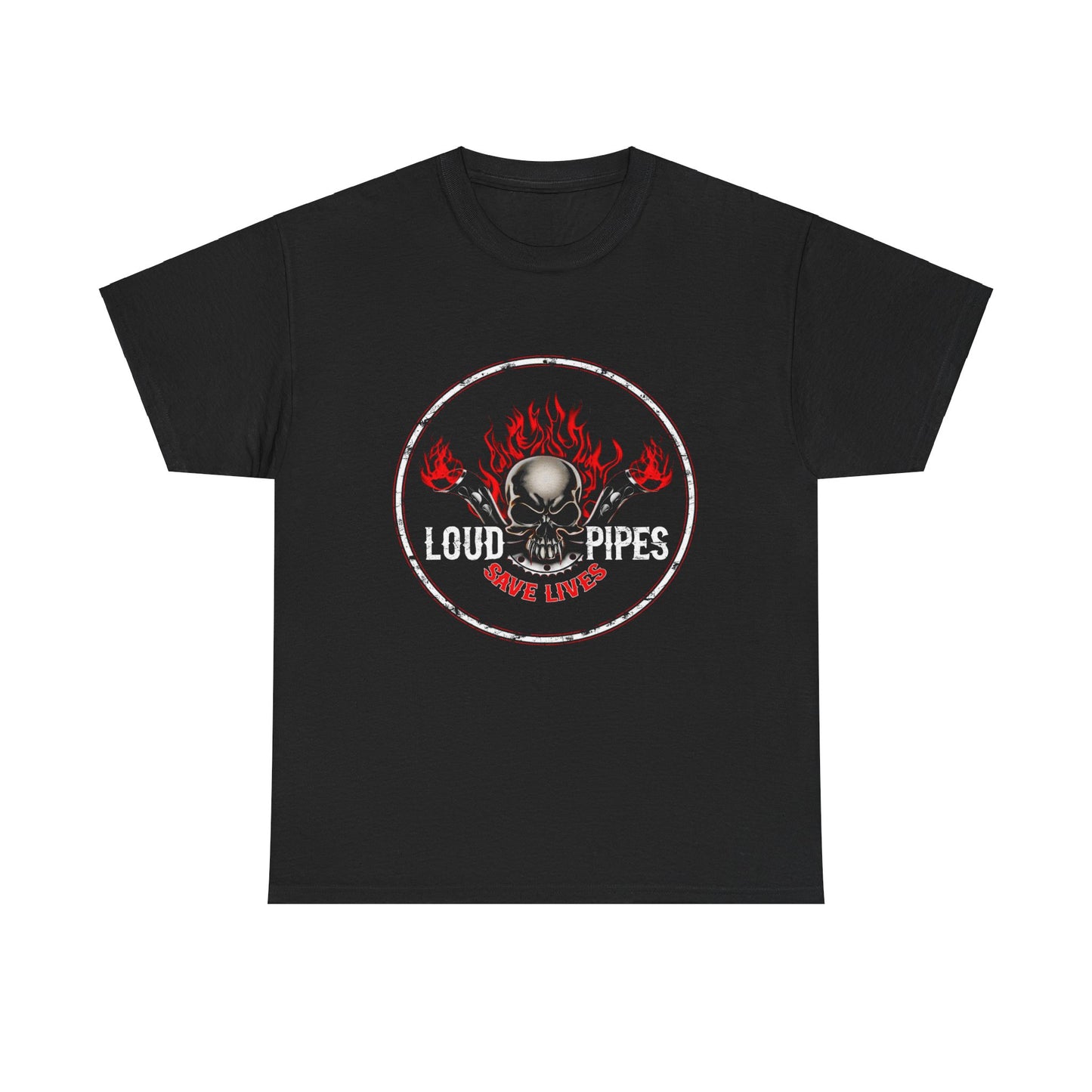 Loud Pipes Save Lives Tee - Gildan® 5000 Heavy Cotton™, Midweight Fabric, Classic Fit & Biker Attitude