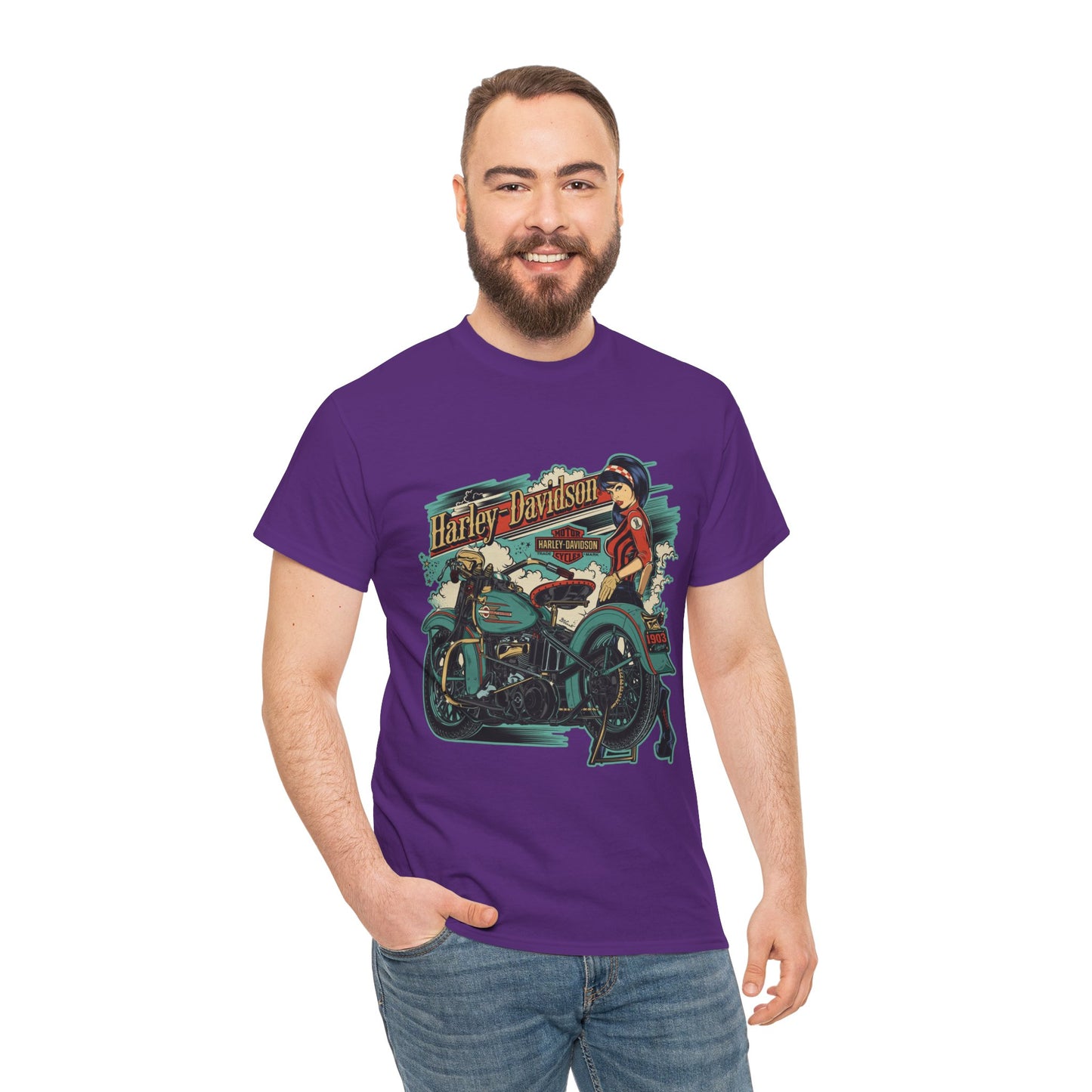 Harley-Davidson 1903 Retro T-Shirt - Gildan® 5000 Heavy Cotton™, Timeless Style, Built for Riders