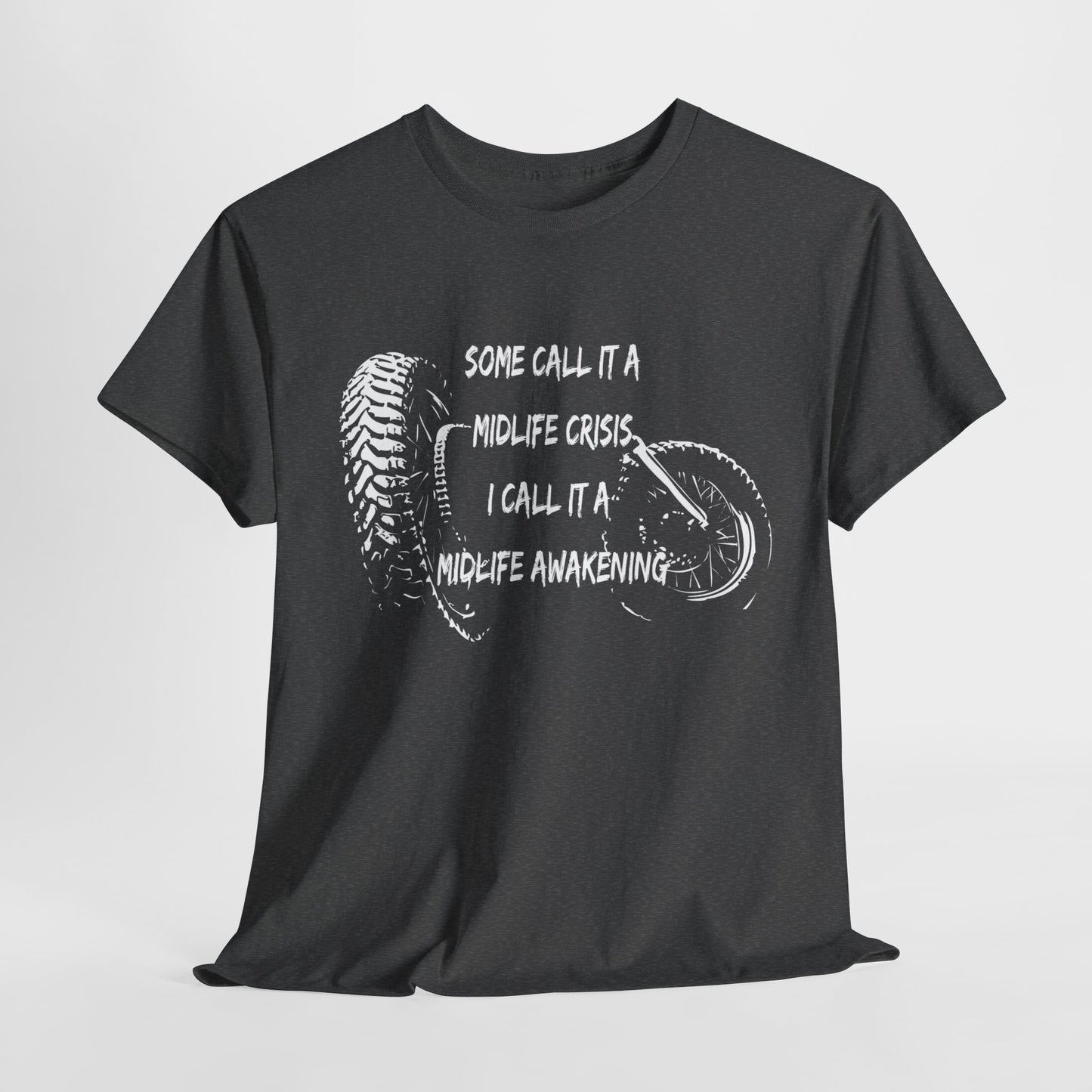 Midlife Crisis Motorcycle Slogan Tee - Gildan® 5000 Heavy Cotton™, For Edgy, Fearless Riders