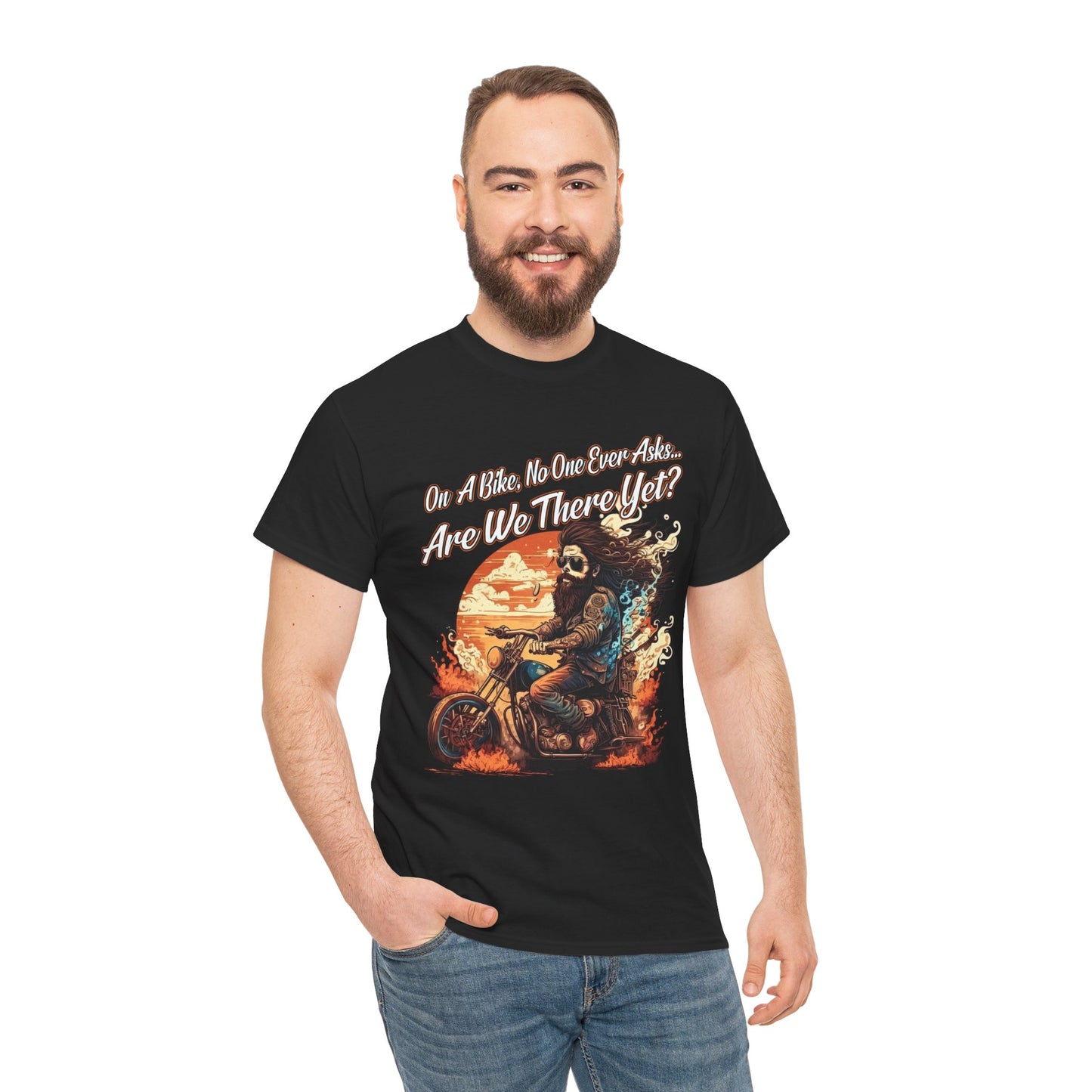 Heavy Cotton 'Are We There Yet?' Biker Tee - Classic Style for Road Warriors