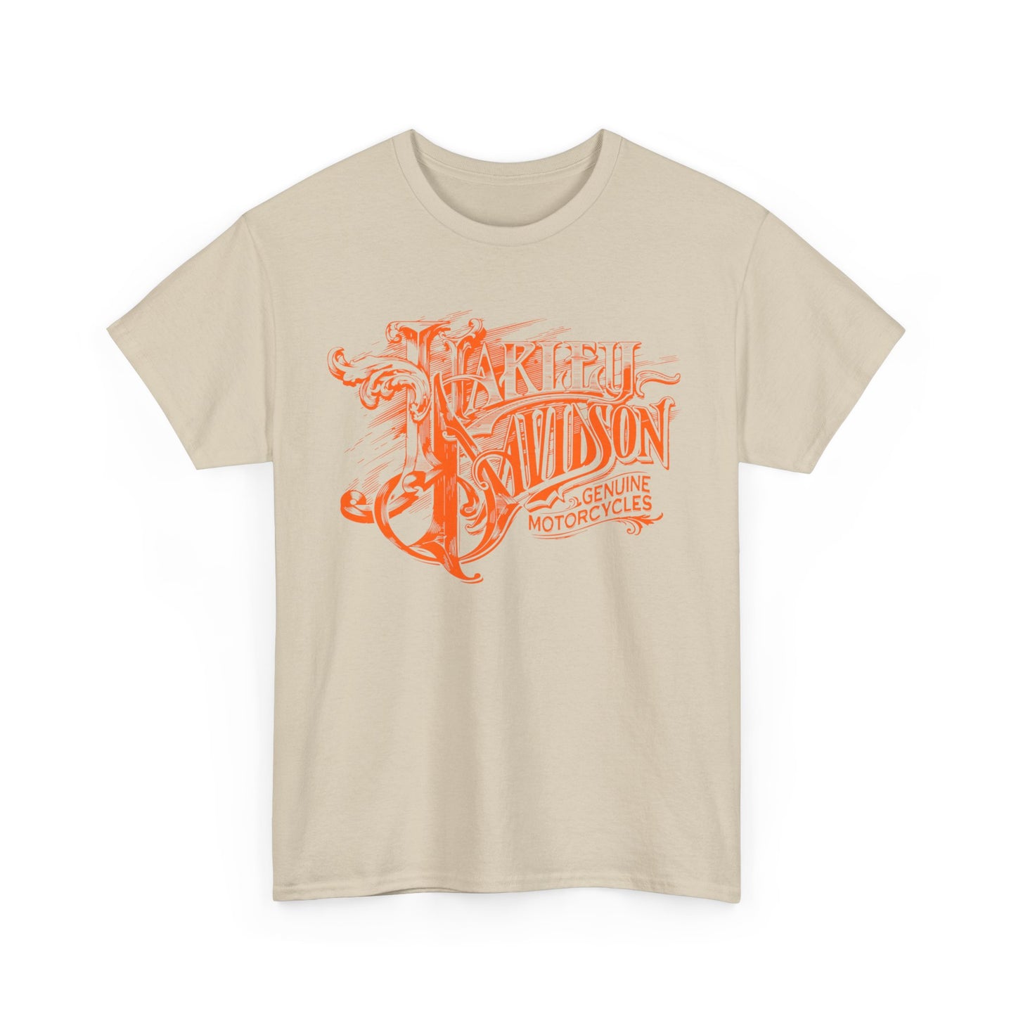 Harley Davidson Text Tee - Gildan® 5000 Heavy Cotton™, Sleek and Stylish Design, Edgy & Comfortable Streetwear