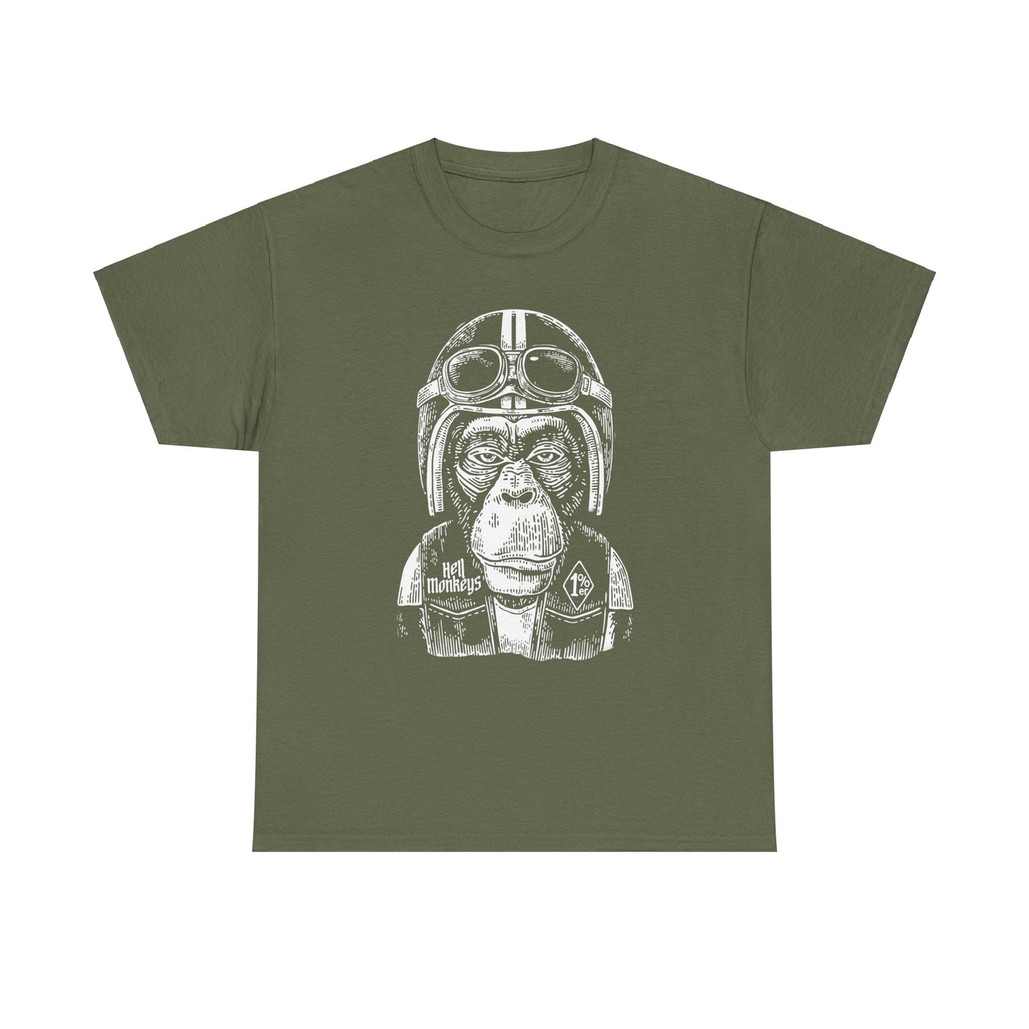 Ride Wild: Hell's Monkey Ape Biker T-Shirt - Gildan® 5000 Heavy Cotton™, Rugged Style for True Bikers