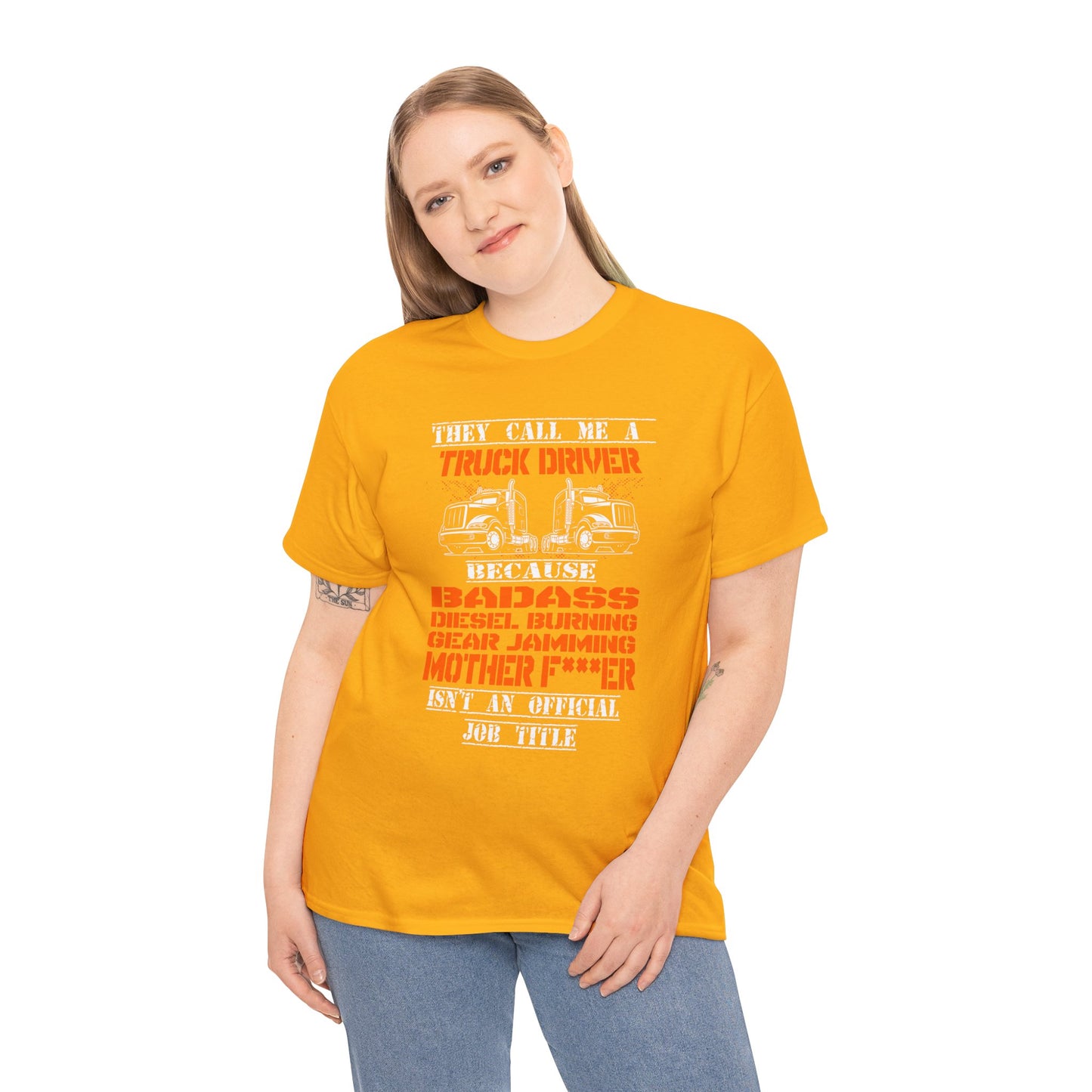 Bad Ass Trucker Tee - Gildan® 5000 Heavy Cotton™ Adult T-Shirt, Tough Design & Classic Fit