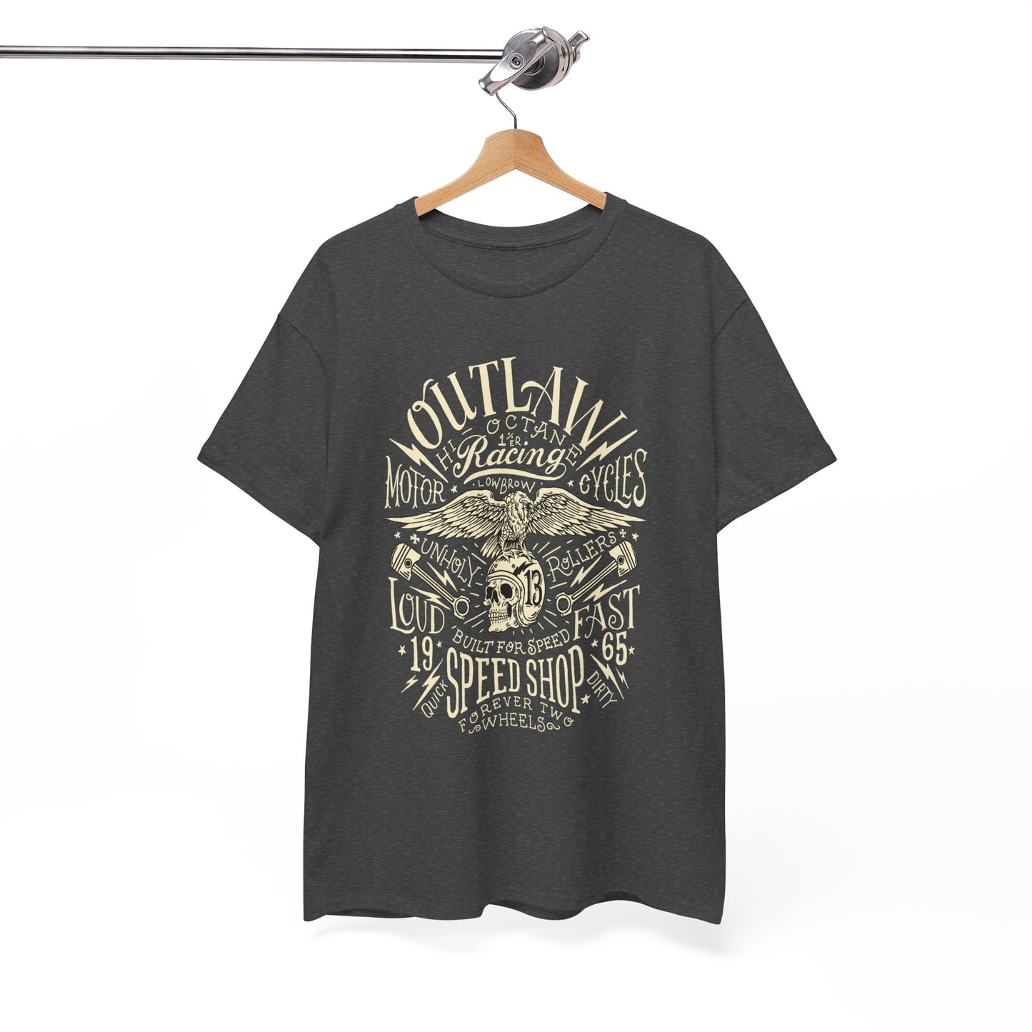Outlaw Speedshop Biker Tee | Gildan® 5000 Heavy Cotton™ - Bold Design, Durable & Comfortable for Riders
