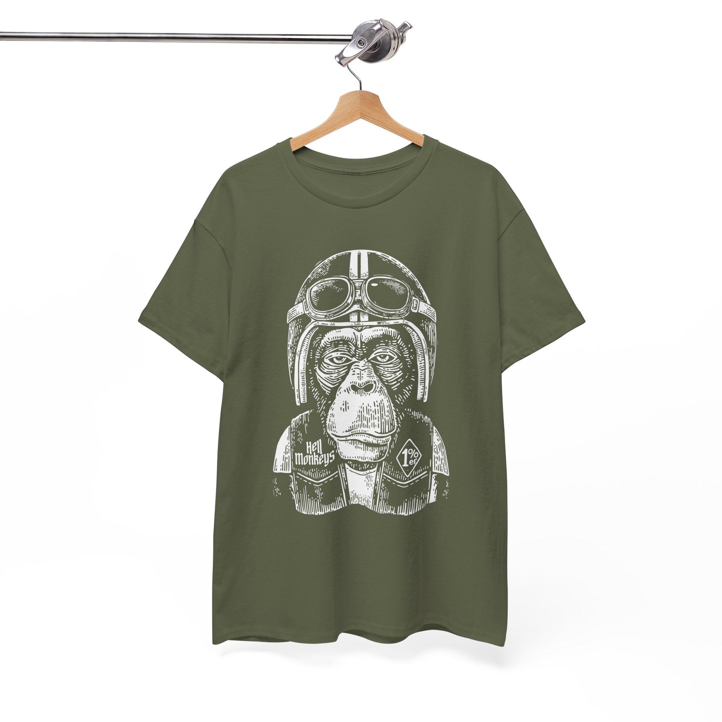 Ride Wild: Hell's Monkey Ape Biker T-Shirt - Gildan® 5000 Heavy Cotton™, Rugged Style for True Bikers