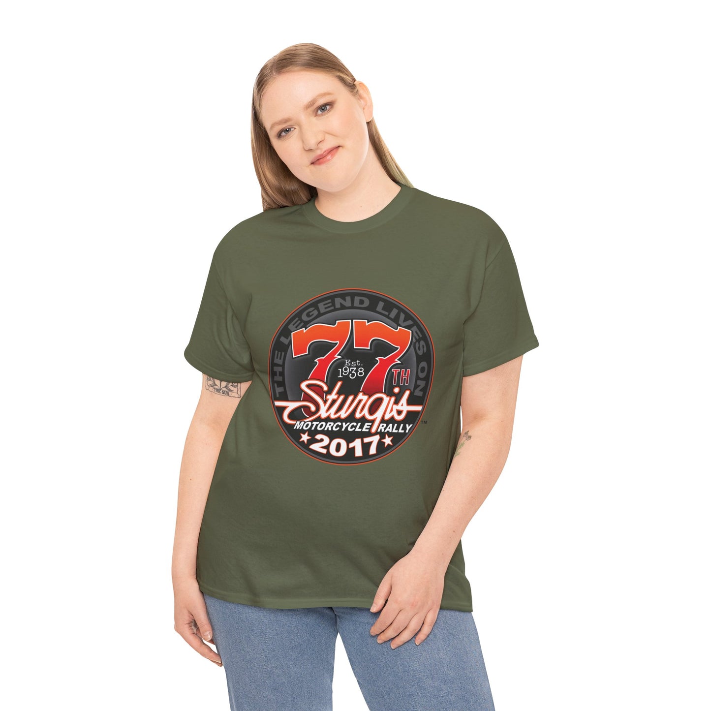Classic Sturgis 77 2017 Biker Tee - Gildan® 5000 Heavy Cotton™, Edgy Design & Comfort