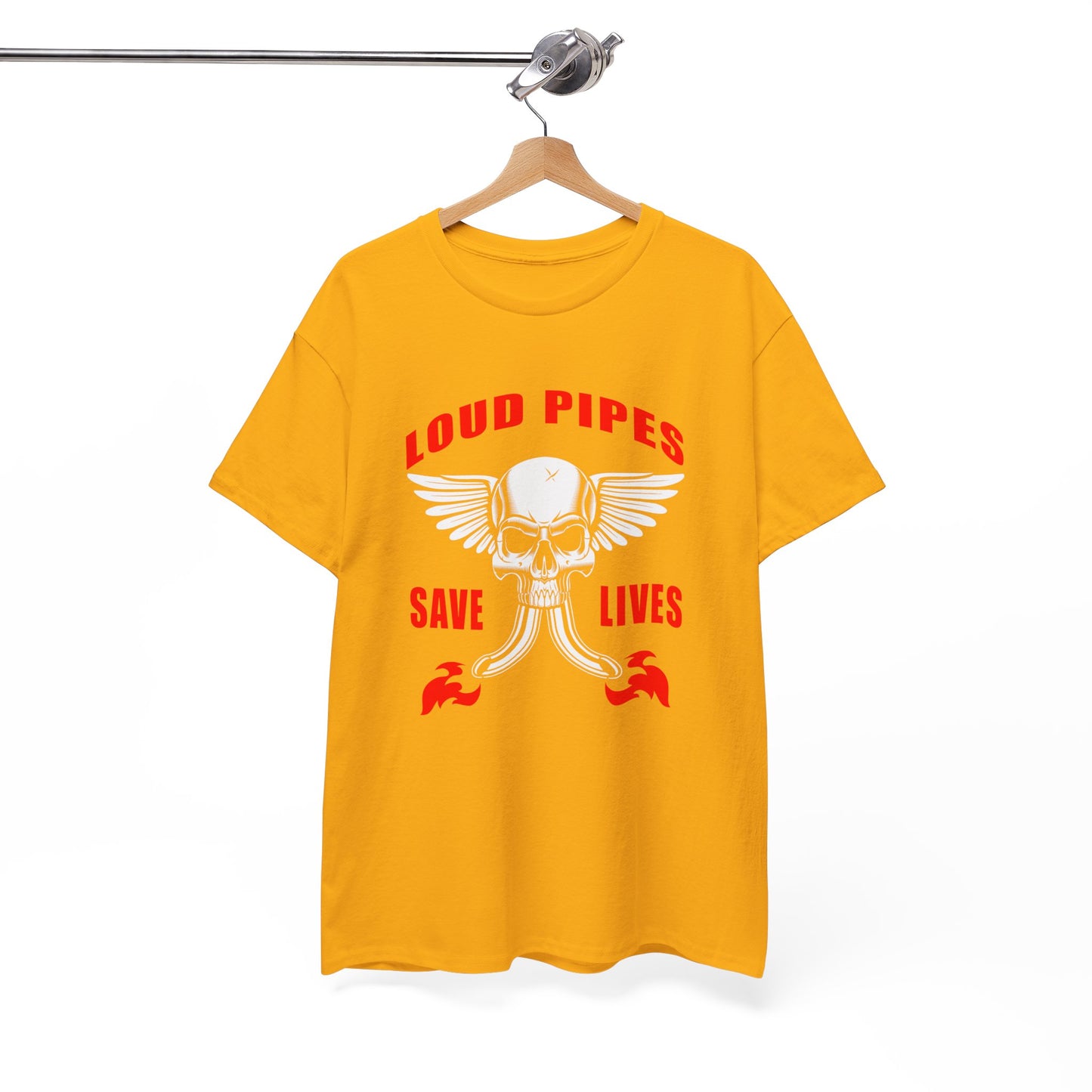 Loud Pipes Save Lives Graphic Tee - Gildan® 5000 Heavy Cotton™, Classic Fit for Passionate Riders