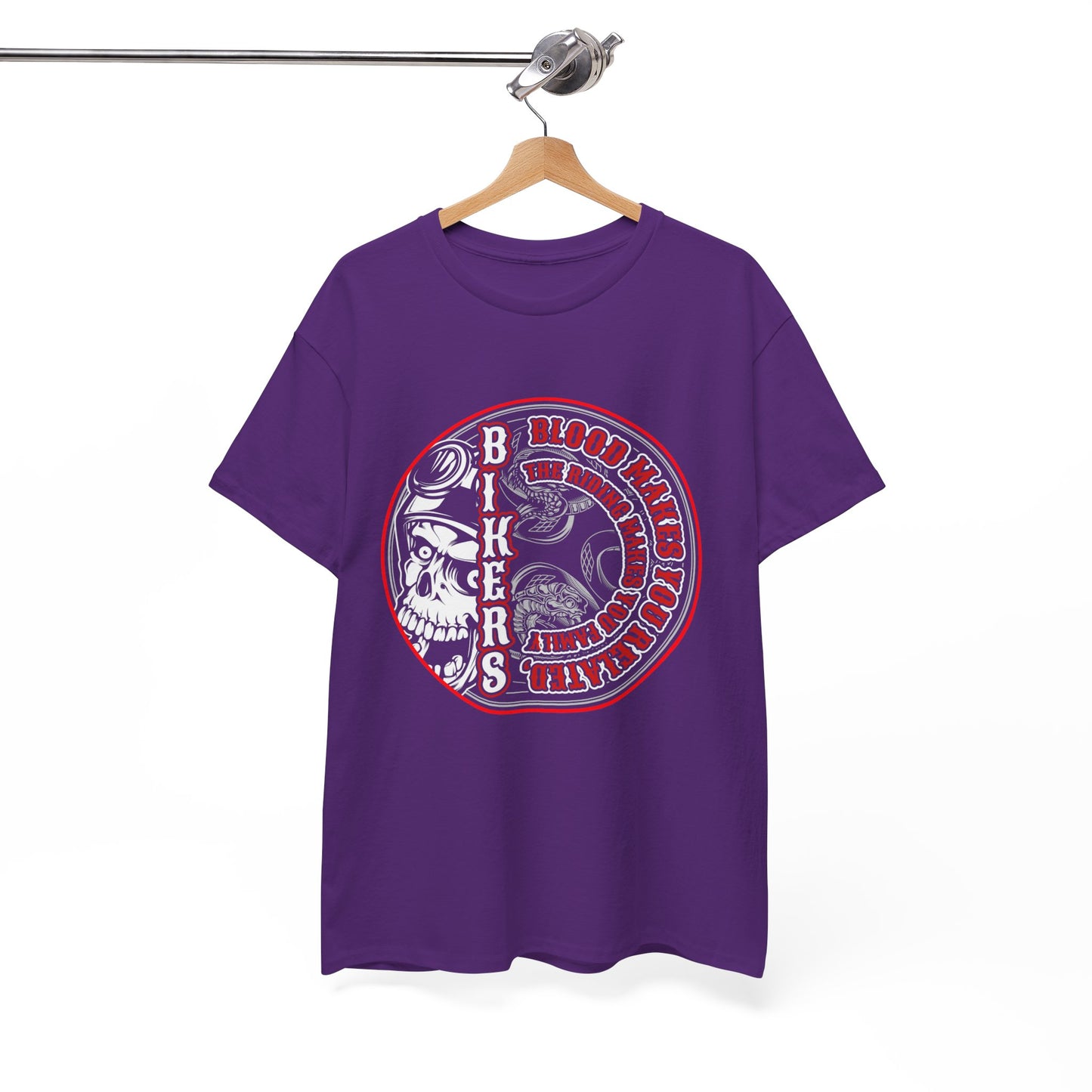 Blood Makes You Related, Riding Makes You Family Biker Graphic T-Shirt - Gildan® 5000 Heavy Cotton™, Stylish & Timeles