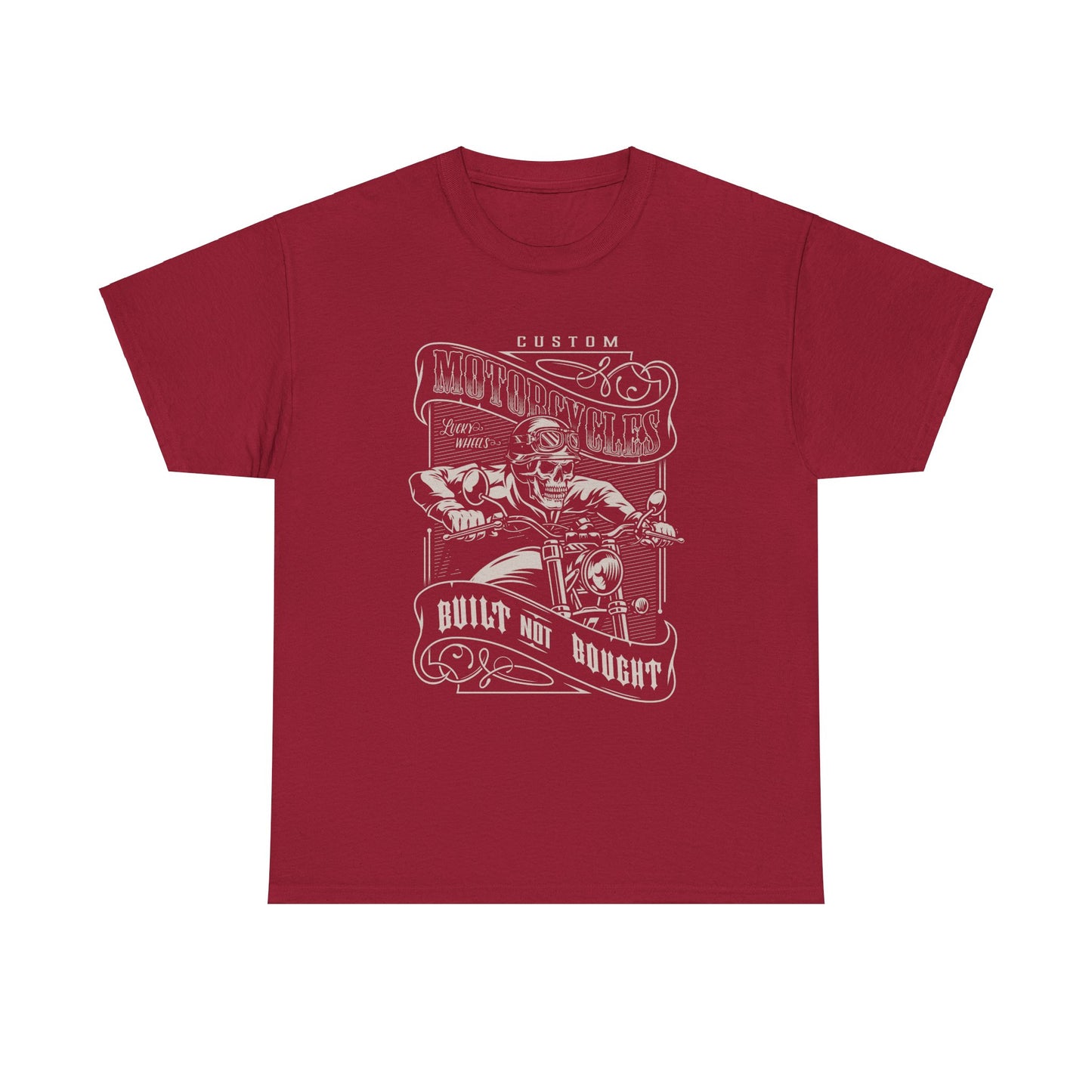 Built Not Bought: Stylish Biker Tee in Heavy Cotton - Classic Fit with a Rib Collar for Added Comfort