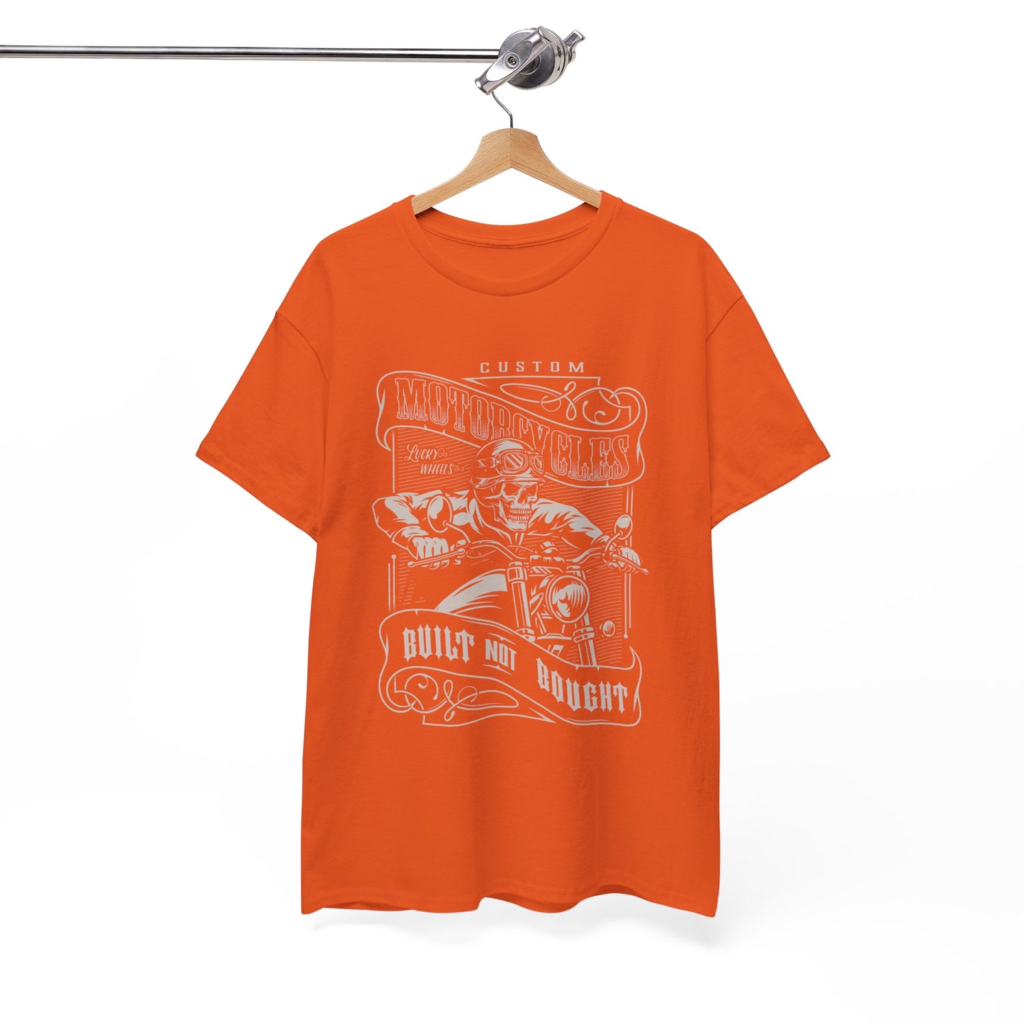 Built Not Bought: Stylish Biker Tee in Heavy Cotton - Classic Fit with a Rib Collar for Added Comfort
