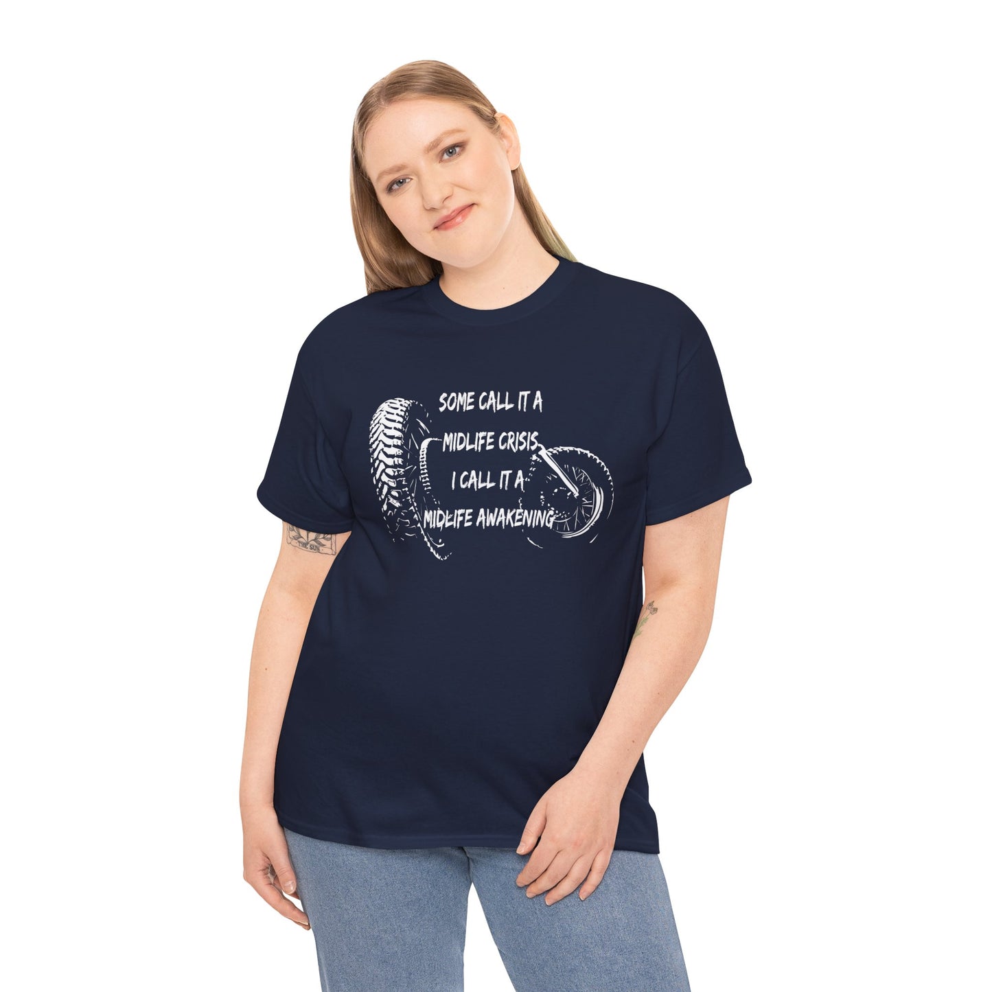 Midlife Crisis Motorcycle Slogan Tee - Gildan® 5000 Heavy Cotton™, For Edgy, Fearless Riders