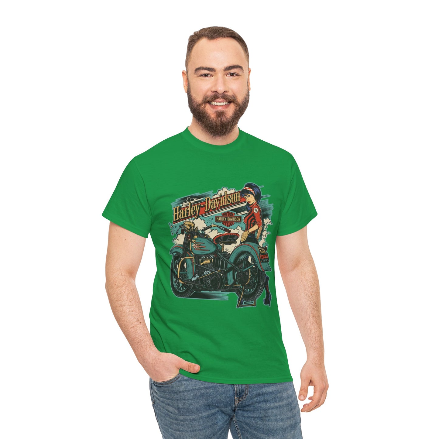 Harley-Davidson 1903 Retro T-Shirt - Gildan® 5000 Heavy Cotton™, Timeless Style, Built for Riders