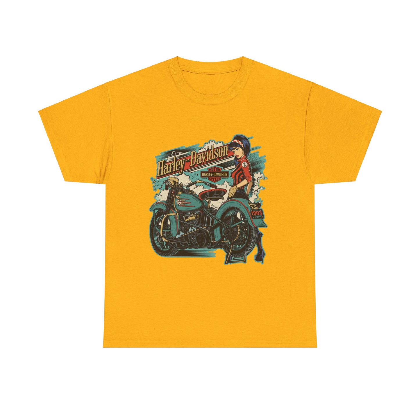 Harley-Davidson 1903 Retro T-Shirt - Gildan® 5000 Heavy Cotton™, Timeless Style, Built for Riders