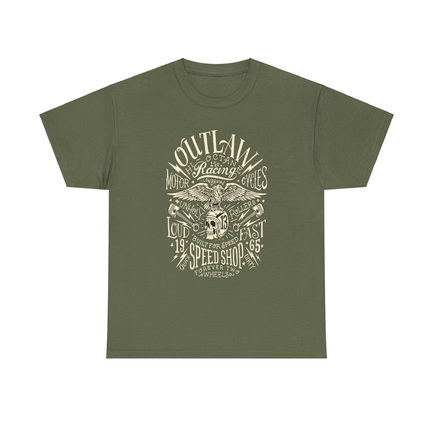 Outlaw Speedshop Biker Tee | Gildan® 5000 Heavy Cotton™ - Bold Design, Durable & Comfortable for Riders
