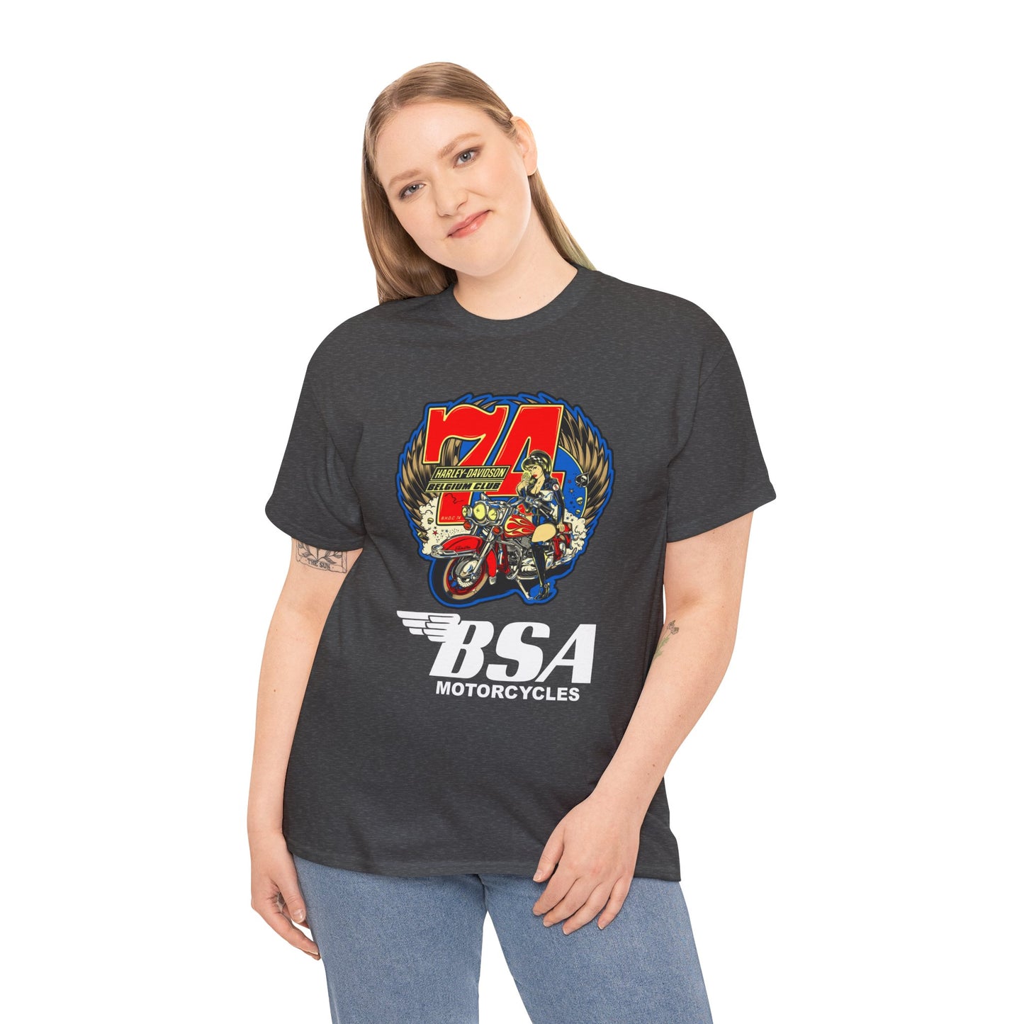 Harley Girl Biker T-Shirt - Gildan® 5000 Heavy Cotton™, Iconic Style for Female Riders