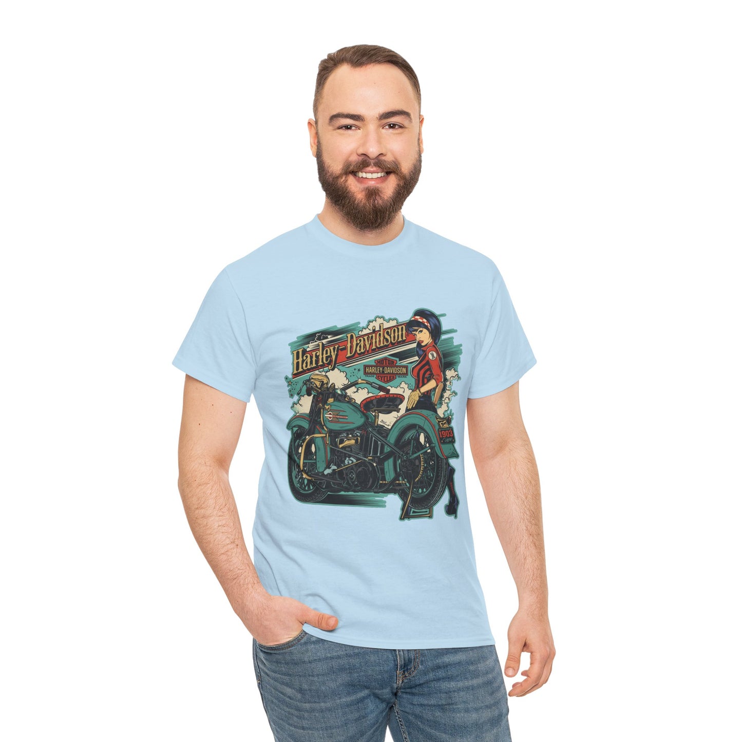 Harley-Davidson 1903 Retro T-Shirt - Gildan® 5000 Heavy Cotton™, Timeless Style, Built for Riders