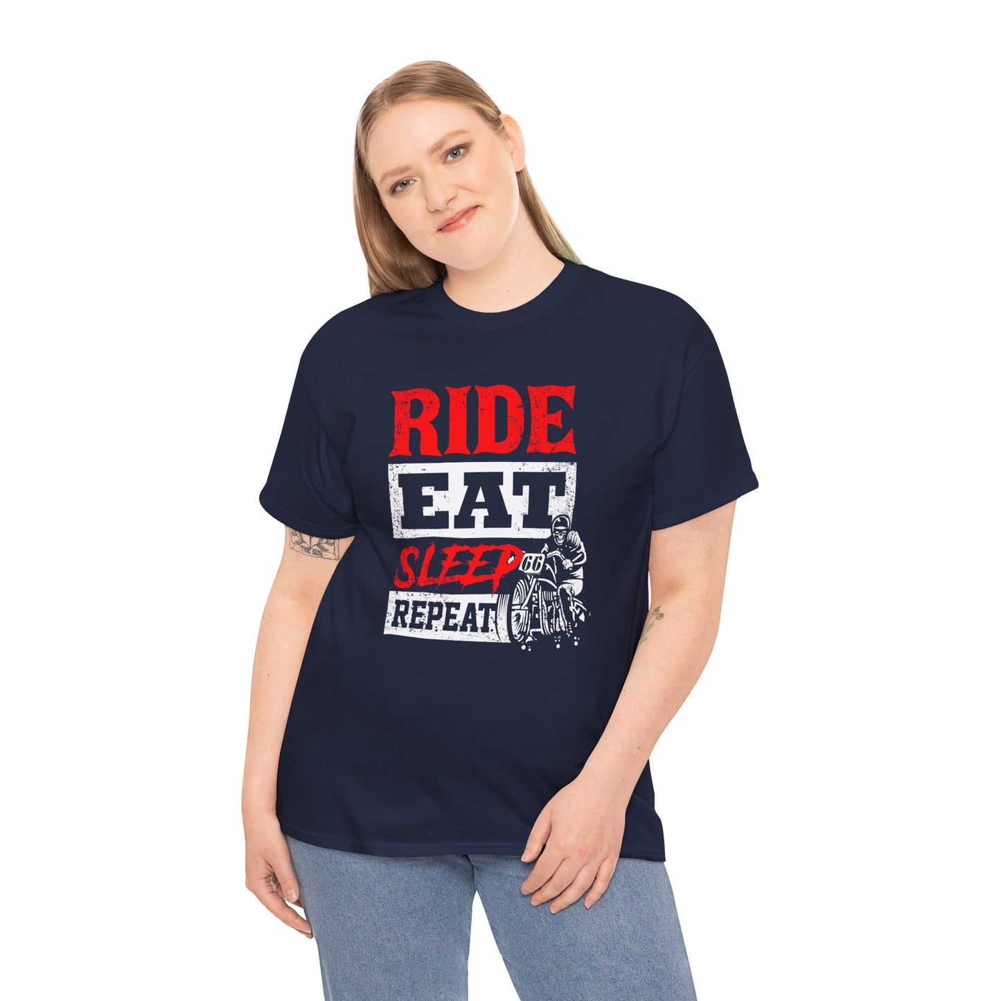 Ride, Eat, Sleep, Repeat Lifestyle Tee | Gildan® 5000 Heavy Cotton™ - Classic Comfort for Bikers