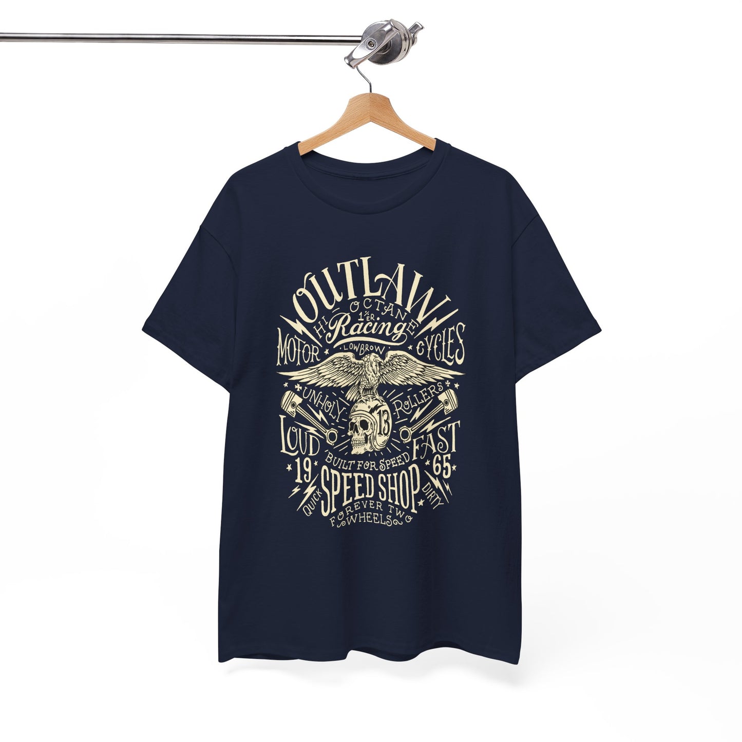 Outlaw Speedshop Biker Tee | Gildan® 5000 Heavy Cotton™ - Bold Design, Durable & Comfortable for Riders