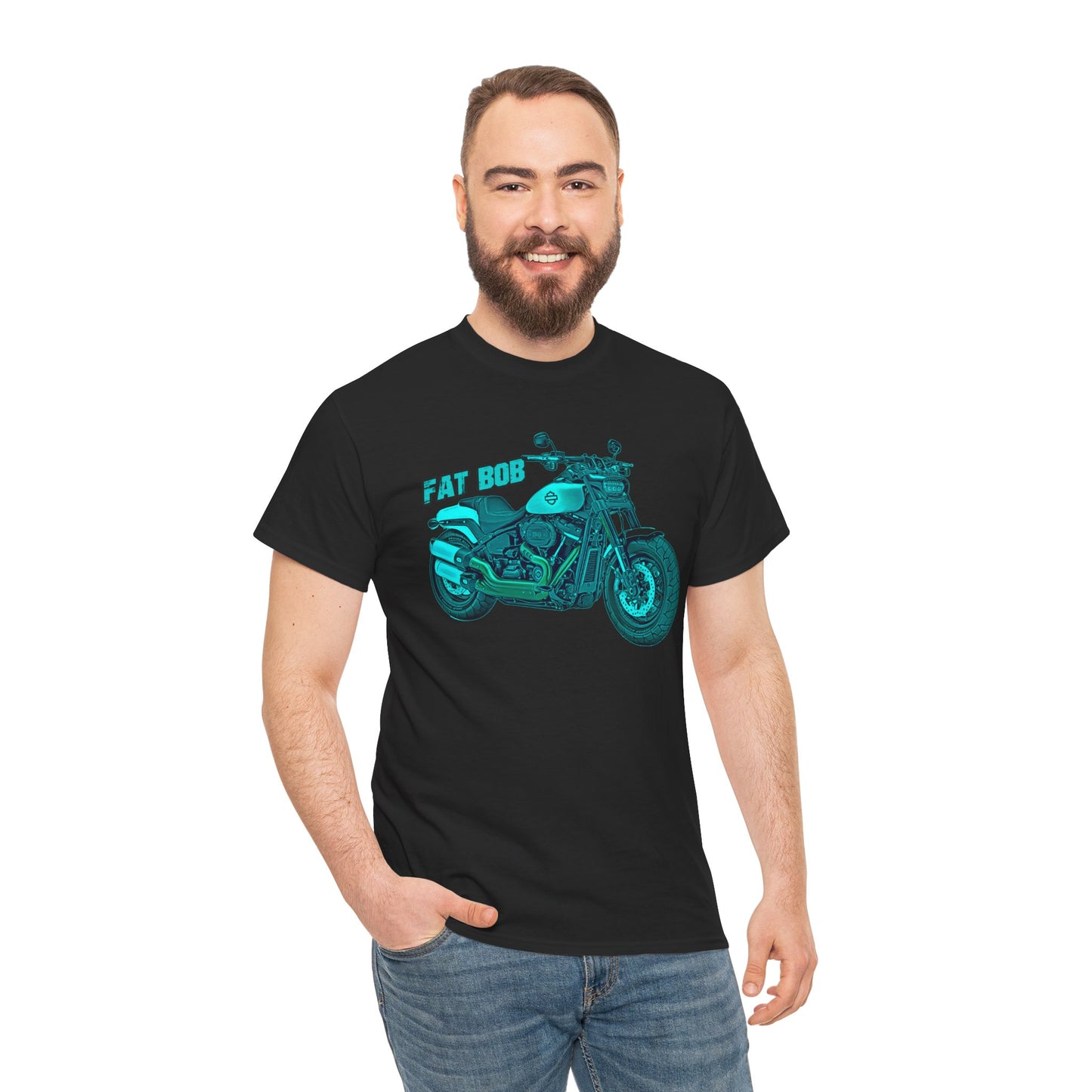 Harley Davidson Fatbob T-Shirt - Gildan® 5000 Heavy Cotton™, Stylish & Durable for Motorcycle Lovers