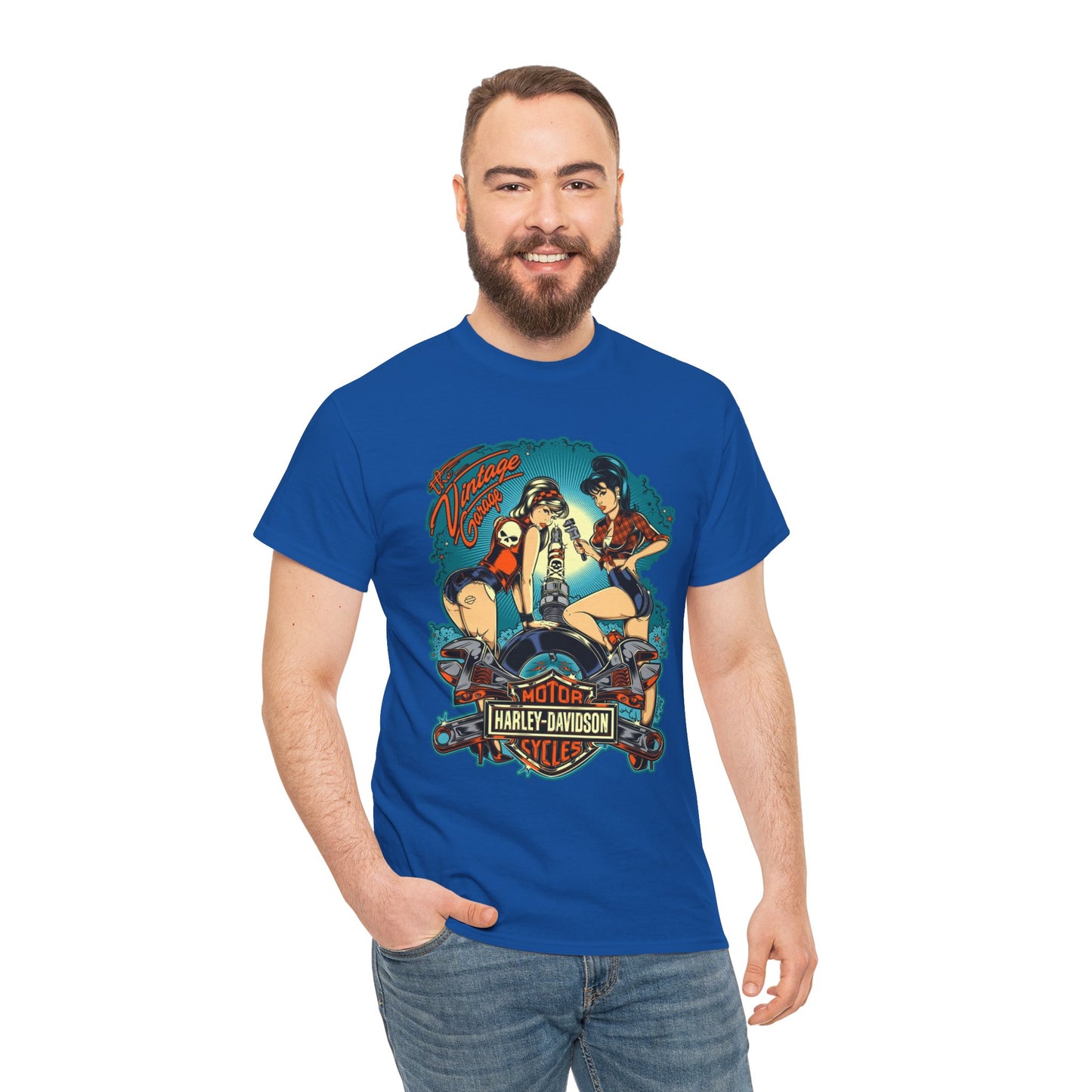 Harley Davidson T-Shirt | Gildan® 5000 Heavy Cotton™, Classic Fit, Timeless Biker Style