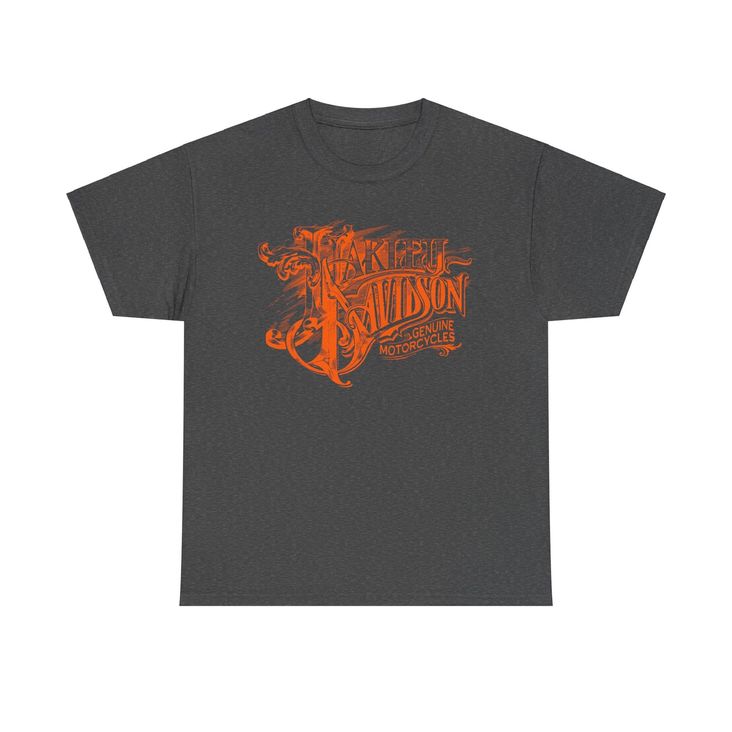 Harley Davidson Text Tee - Gildan® 5000 Heavy Cotton™, Sleek and Stylish Design, Edgy & Comfortable Streetwear
