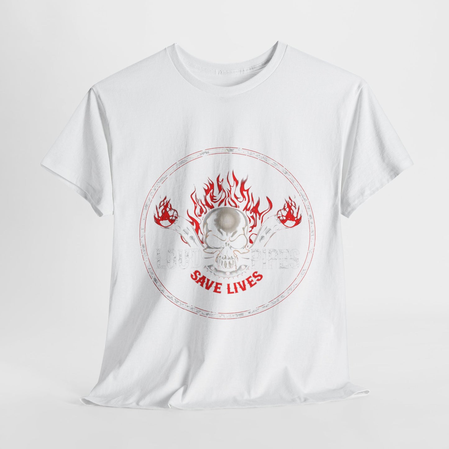 Loud Pipes Save Lives Tee - Gildan® 5000 Heavy Cotton™, Midweight Fabric, Classic Fit & Biker Attitude