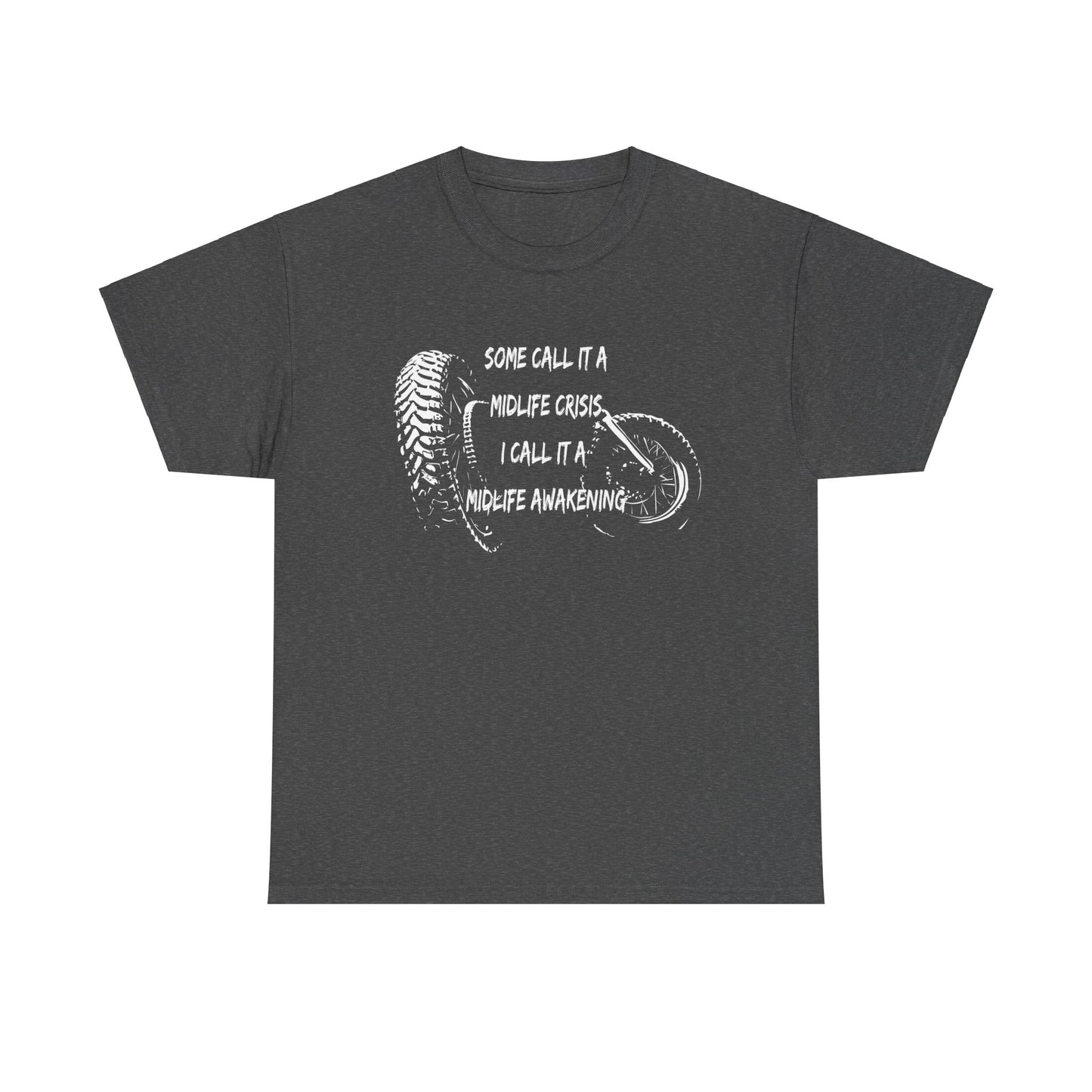 Midlife Crisis Motorcycle Slogan Tee - Gildan® 5000 Heavy Cotton™, For Edgy, Fearless Riders
