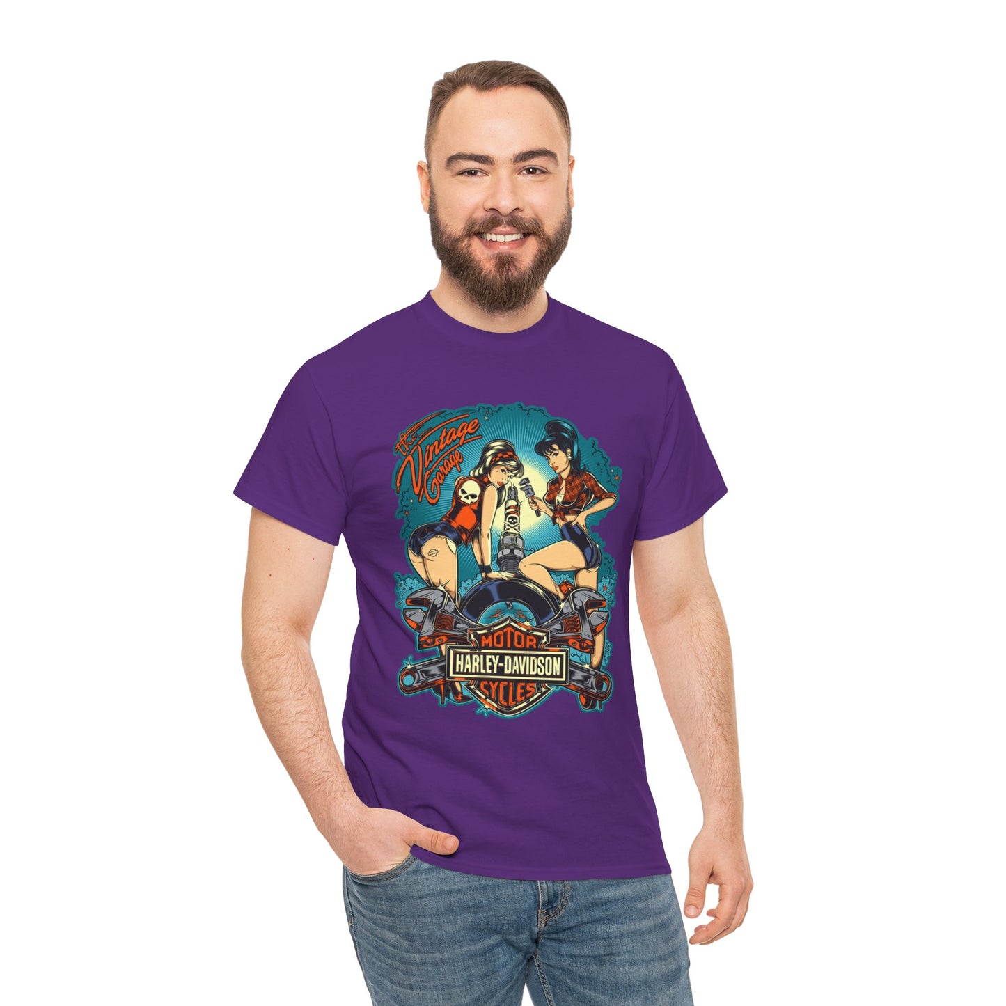 Harley Davidson T-Shirt | Gildan® 5000 Heavy Cotton™, Classic Fit, Timeless Biker Style