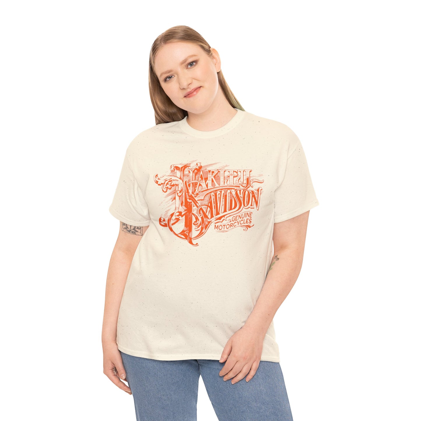 Harley Davidson Text Tee - Gildan® 5000 Heavy Cotton™, Sleek and Stylish Design, Edgy & Comfortable Streetwear