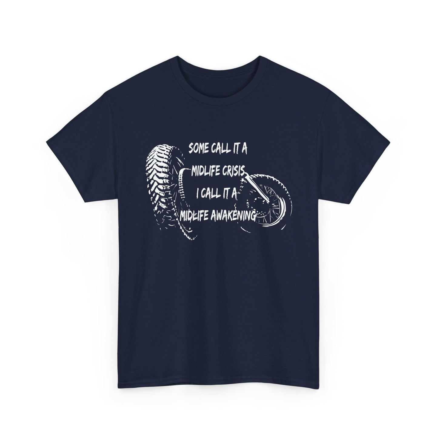 Midlife Crisis Motorcycle Slogan Tee - Gildan® 5000 Heavy Cotton™, For Edgy, Fearless Riders
