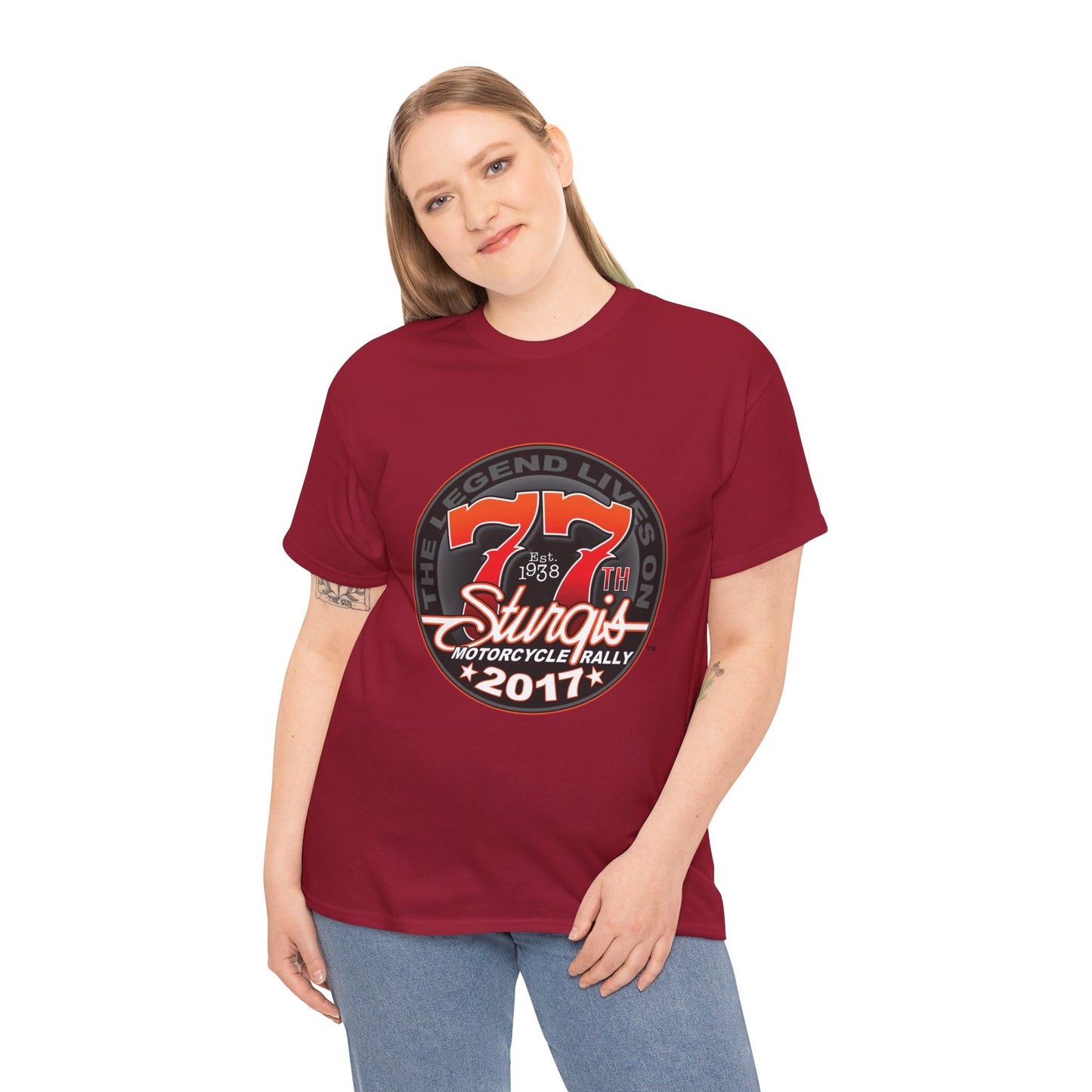 Classic Sturgis 77 2017 Biker Tee - Gildan® 5000 Heavy Cotton™, Edgy Design & Comfort