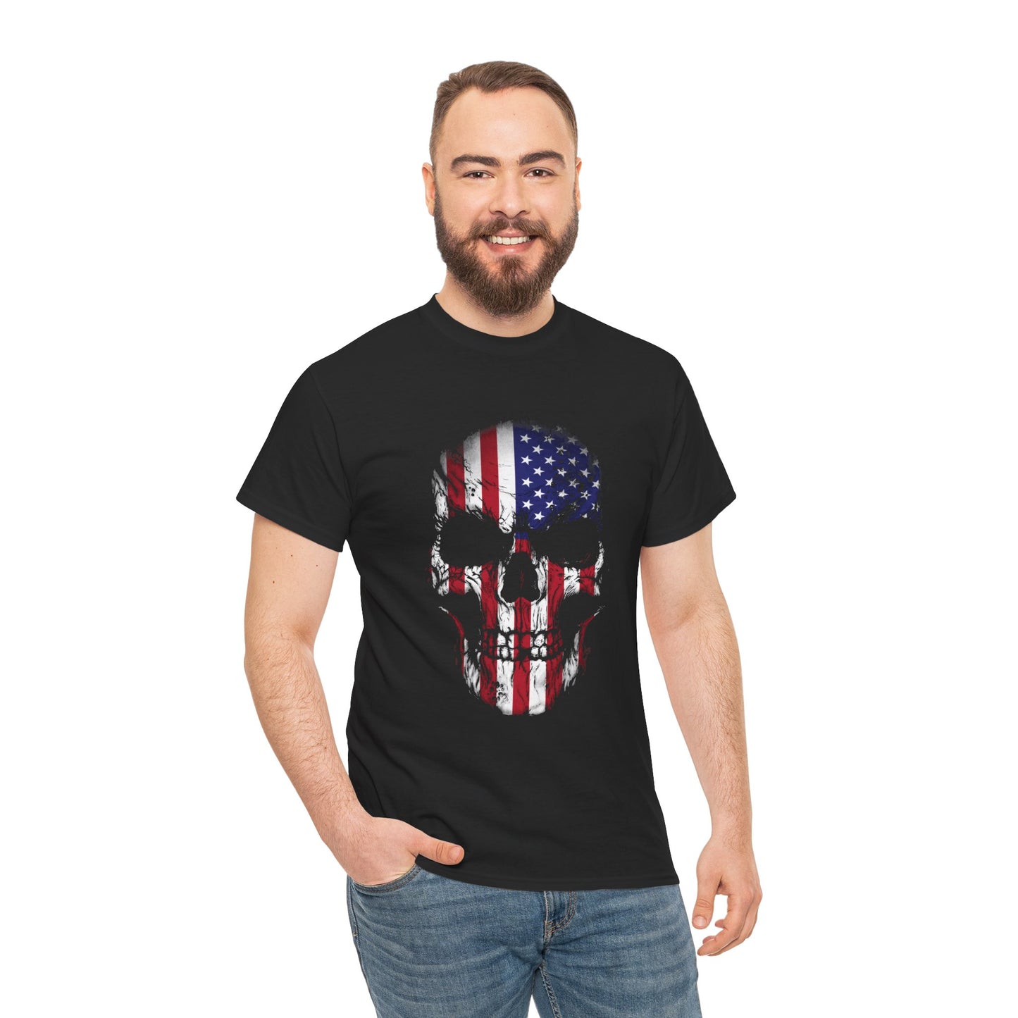 Rock the Classic Fit USA Skull Flag Tee