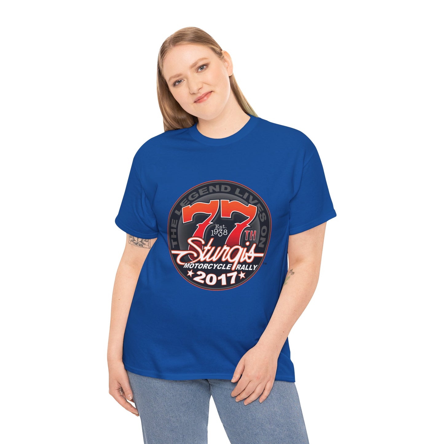 Classic Sturgis 77 2017 Biker Tee - Gildan® 5000 Heavy Cotton™, Edgy Design & Comfort