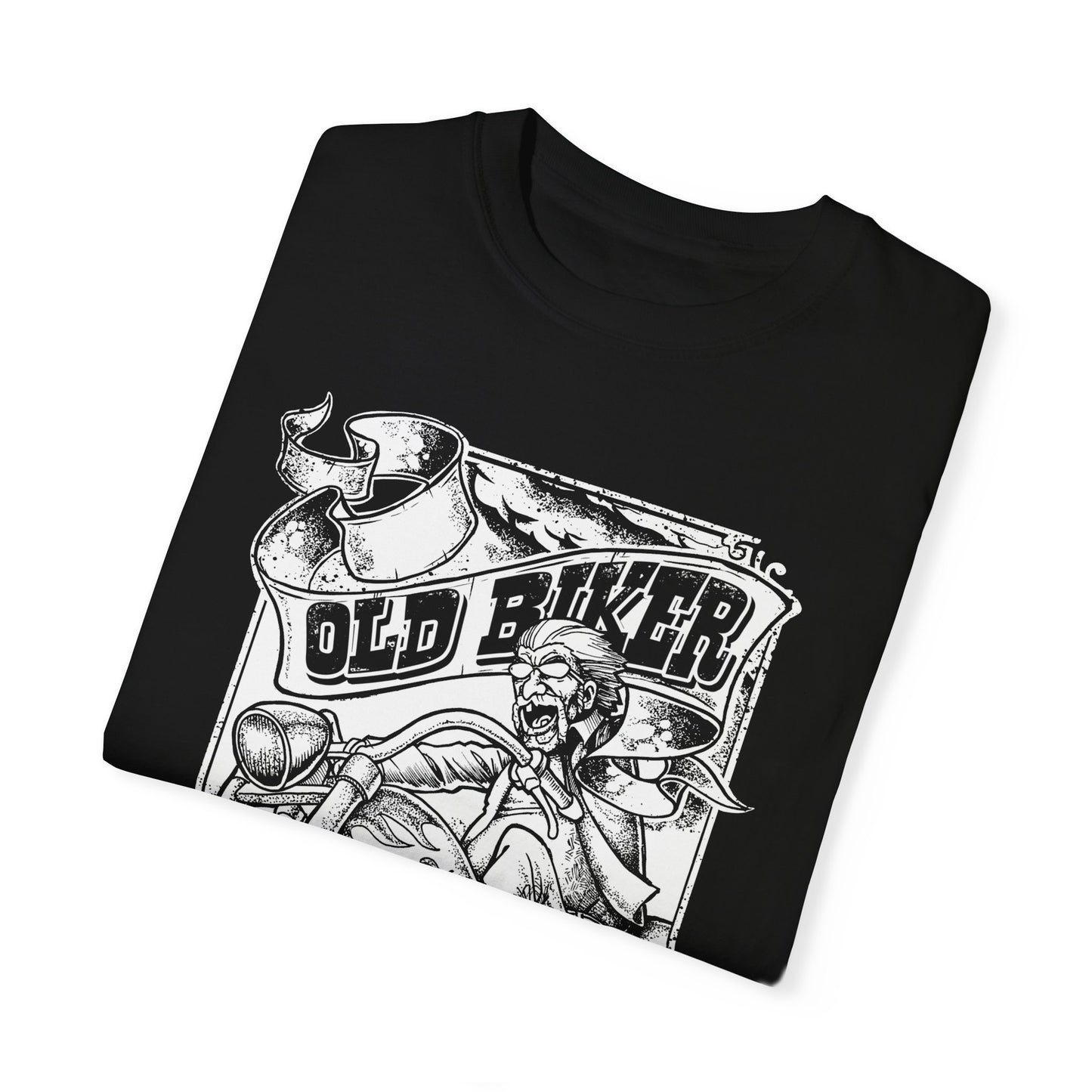 Old Biker, Loud & Fast T-Shirt - Classic Fit with Rib Collar, Gildan® 5000 Quality