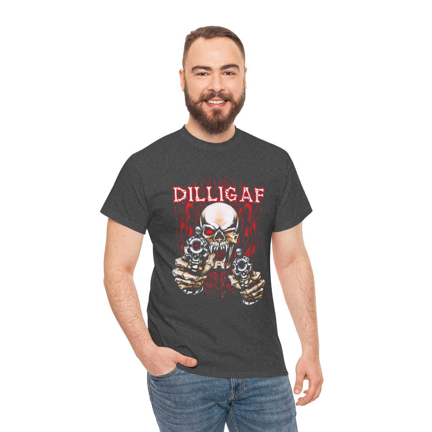 Edgy and Bold: DILLIGAF T-Shirt - Gildan® 5000 Heavy Cotton™, Built for Bikers