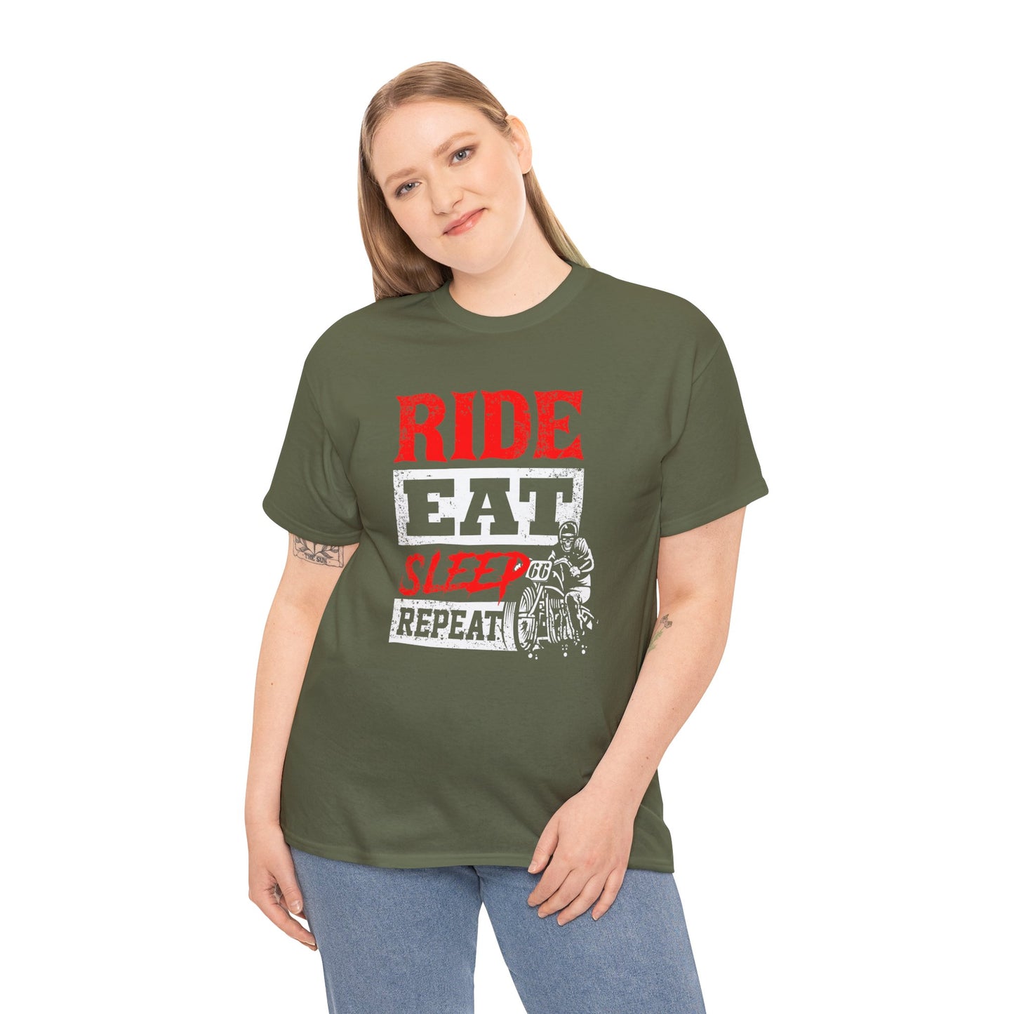 Ride, Eat, Sleep, Repeat Lifestyle Tee | Gildan® 5000 Heavy Cotton™ - Classic Comfort for Bikers